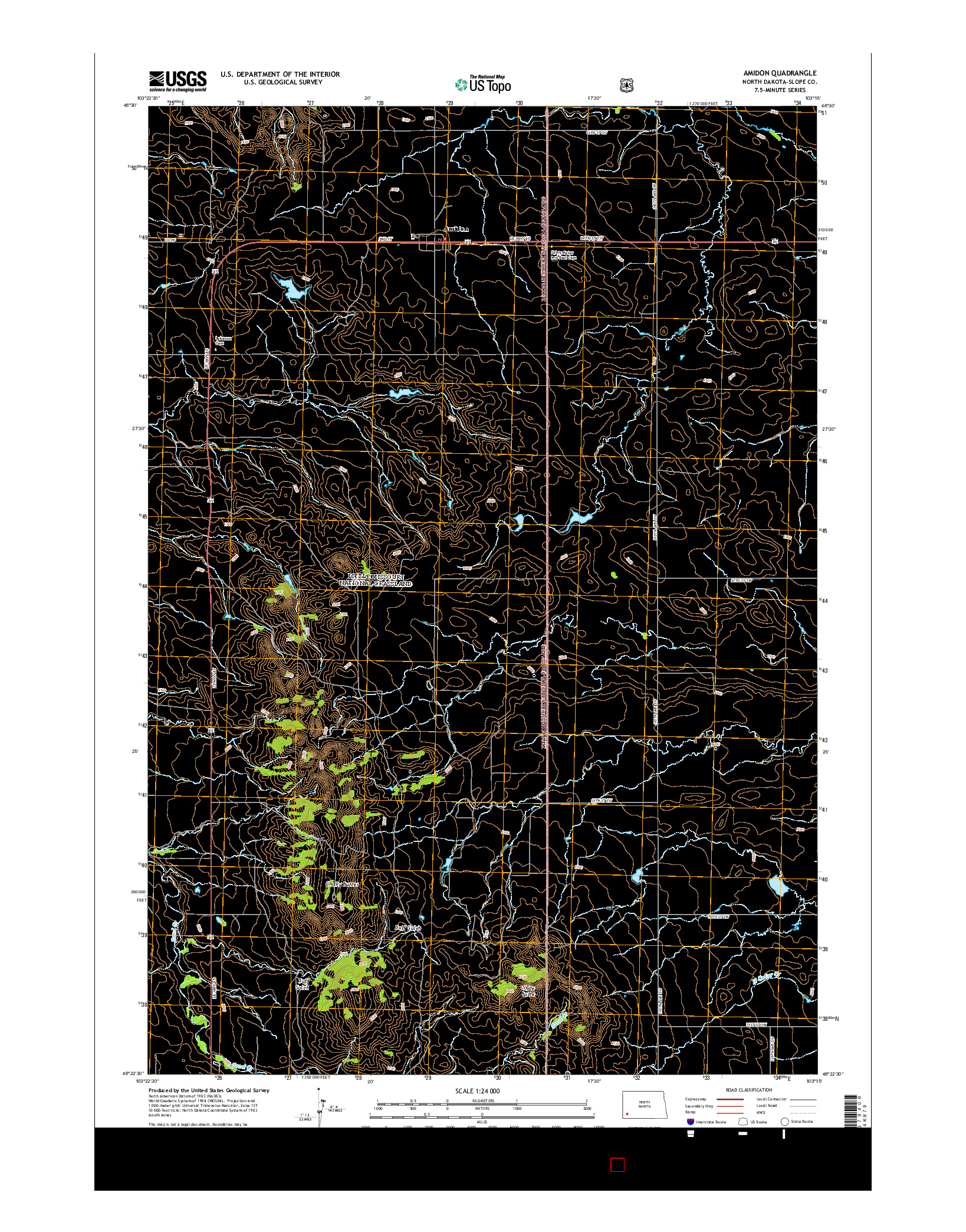 USGS US TOPO 7.5-MINUTE MAP FOR AMIDON, ND 2014