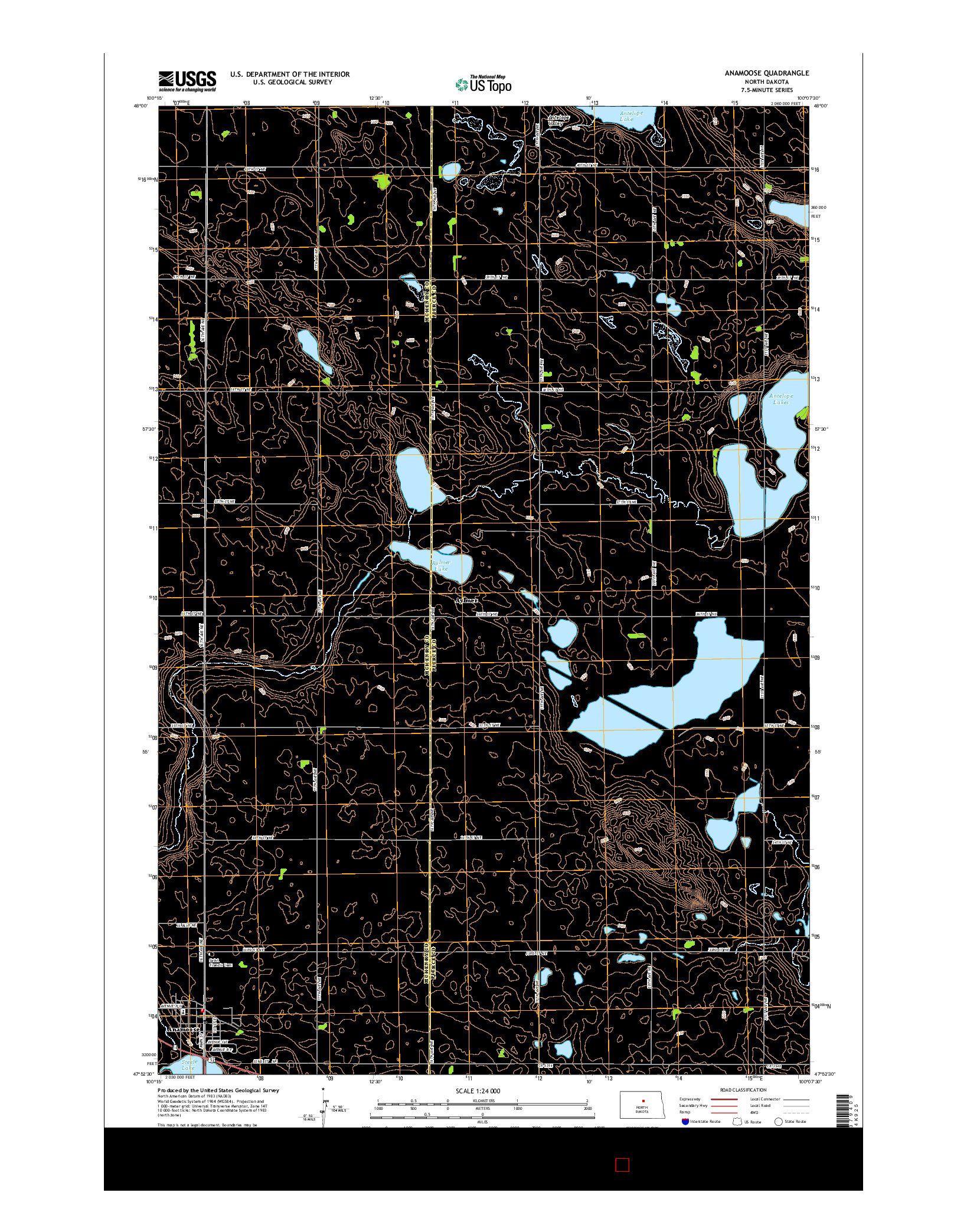 USGS US TOPO 7.5-MINUTE MAP FOR ANAMOOSE, ND 2014