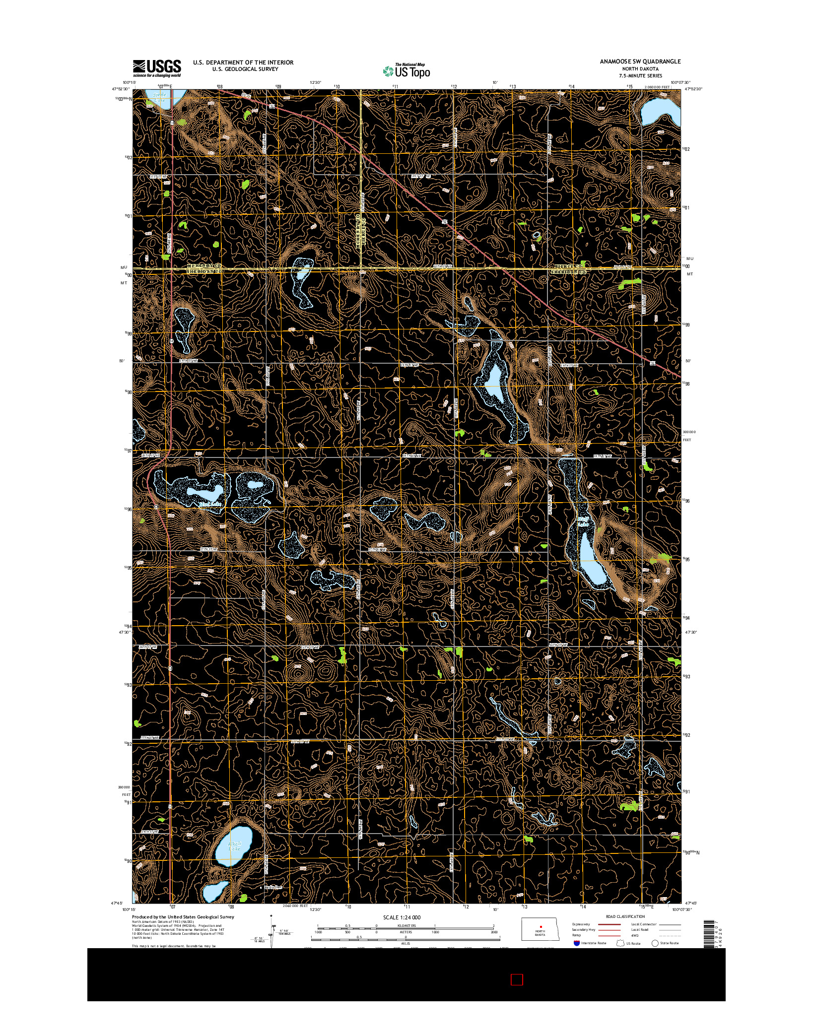 USGS US TOPO 7.5-MINUTE MAP FOR ANAMOOSE SW, ND 2014