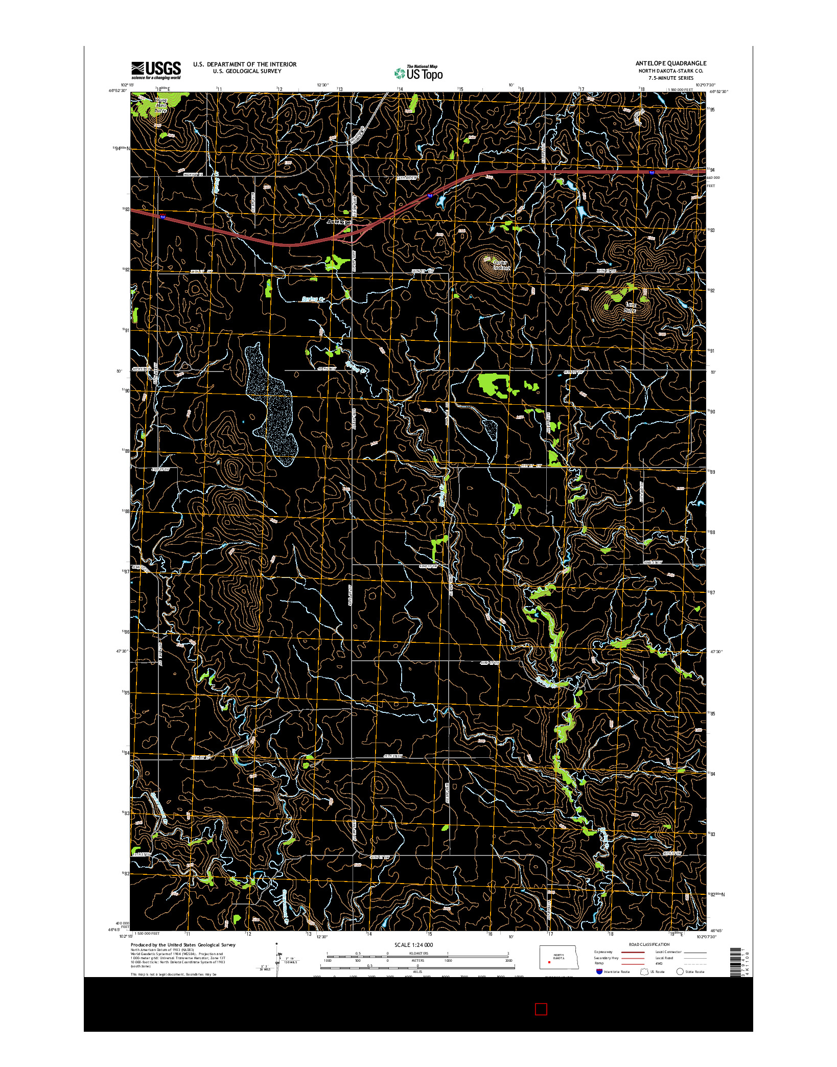 USGS US TOPO 7.5-MINUTE MAP FOR ANTELOPE, ND 2014