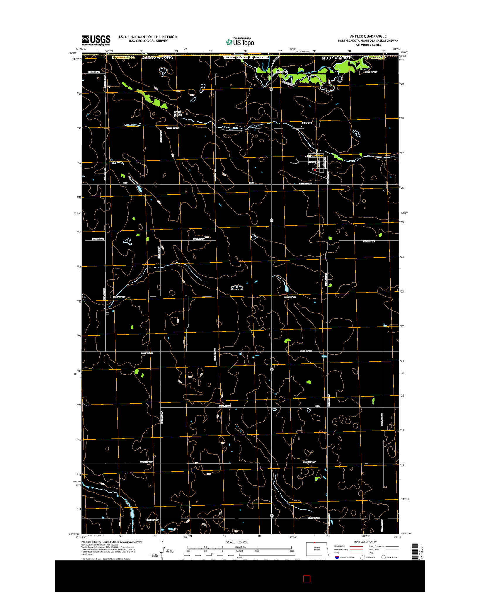 USGS US TOPO 7.5-MINUTE MAP FOR ANTLER, ND-MB-SK 2014