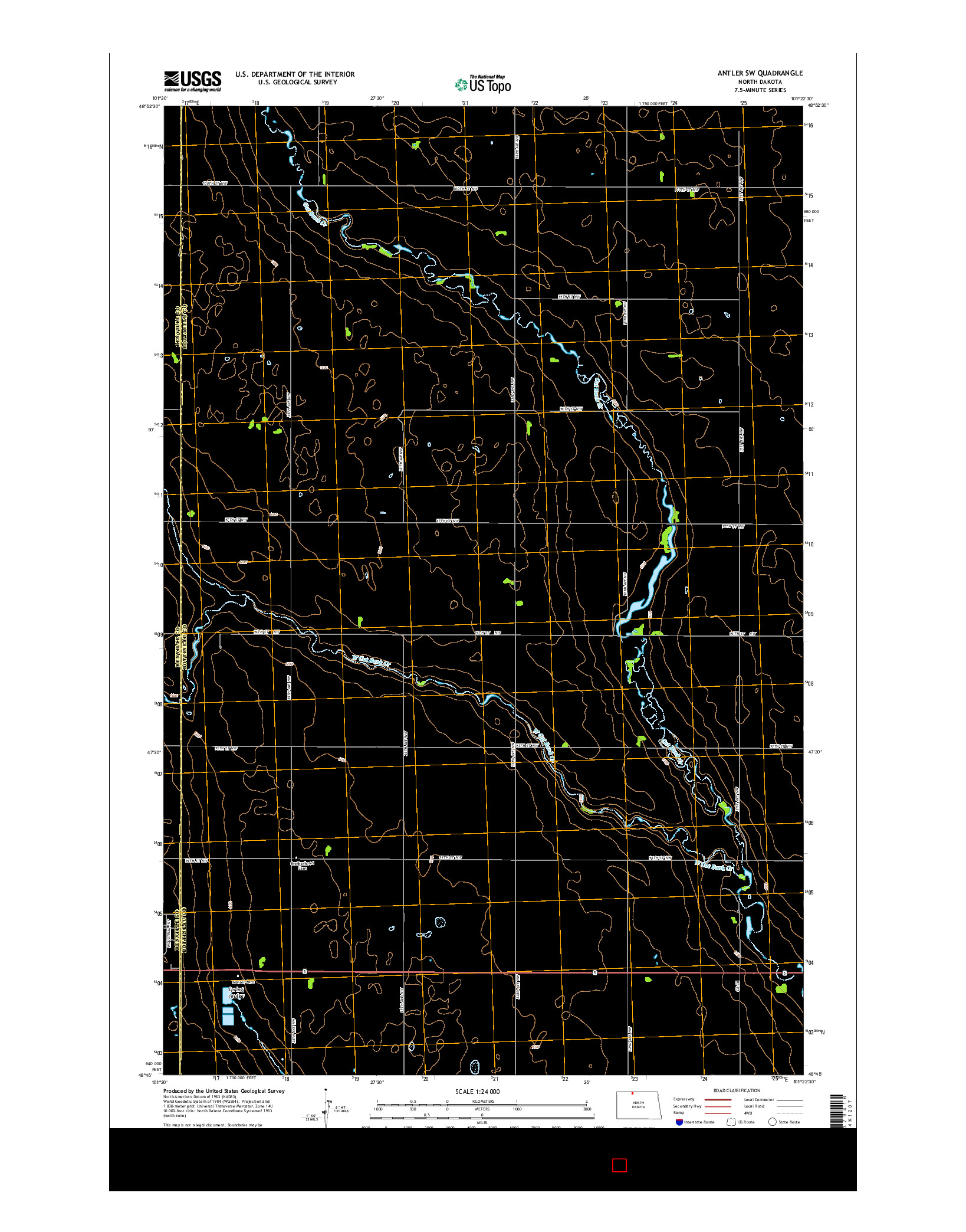 USGS US TOPO 7.5-MINUTE MAP FOR ANTLER SW, ND 2014