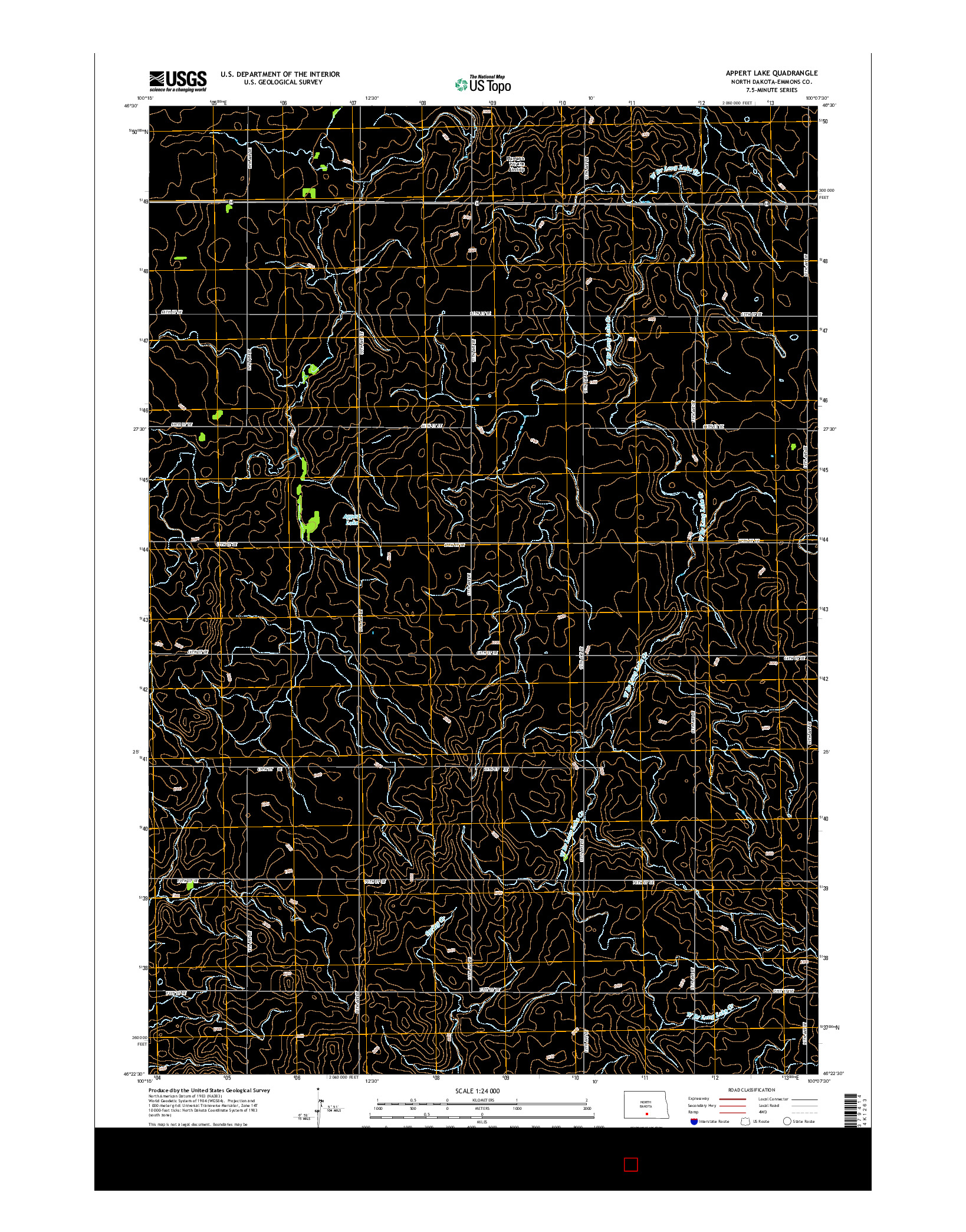 USGS US TOPO 7.5-MINUTE MAP FOR APPERT LAKE, ND 2014