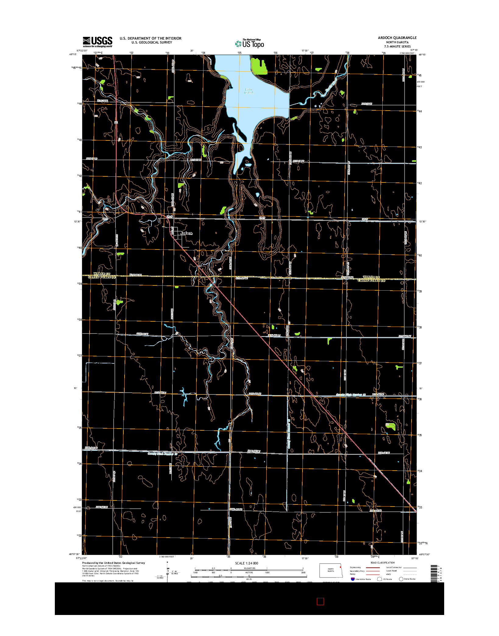 USGS US TOPO 7.5-MINUTE MAP FOR ARDOCH, ND 2014