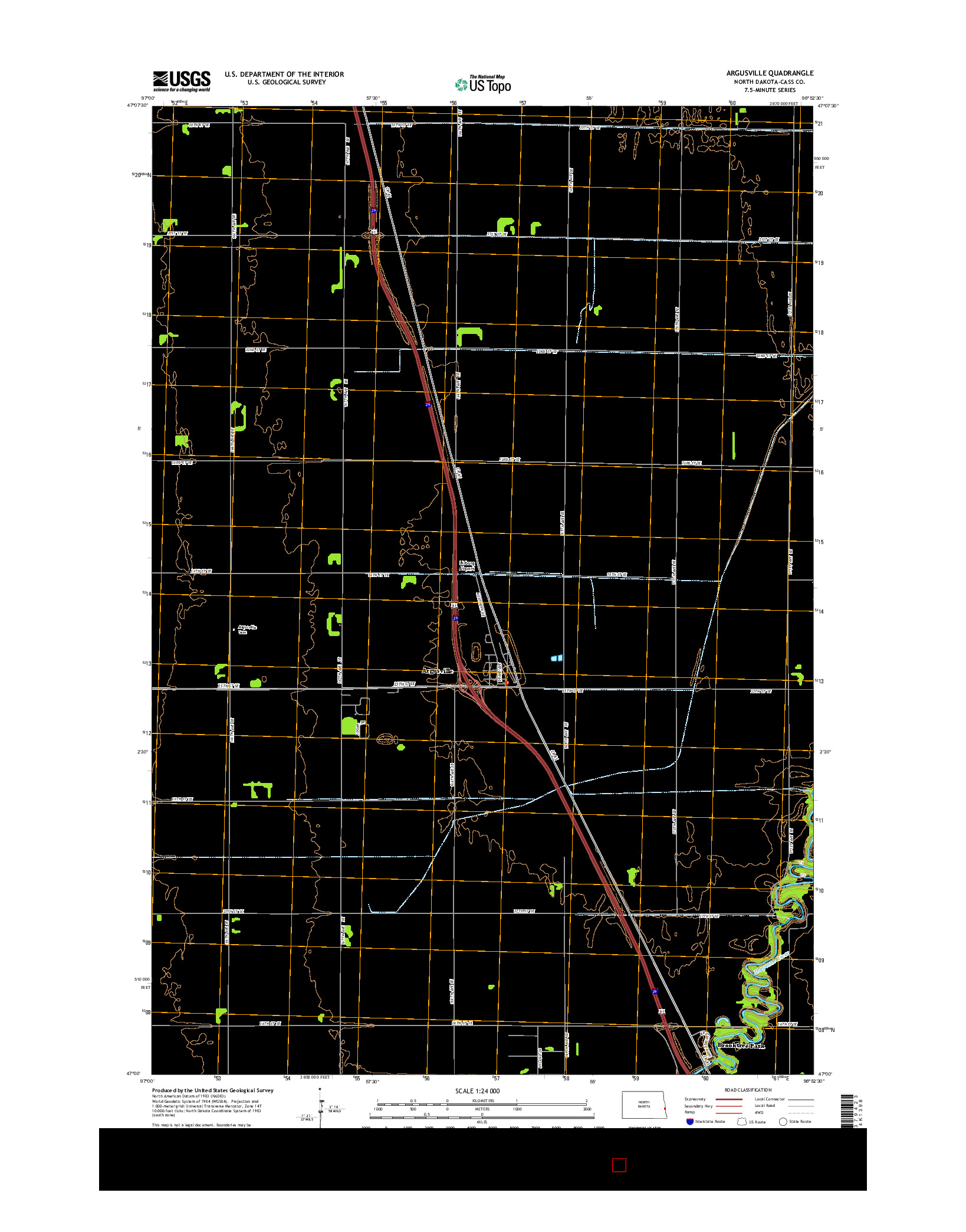 USGS US TOPO 7.5-MINUTE MAP FOR ARGUSVILLE, ND 2014