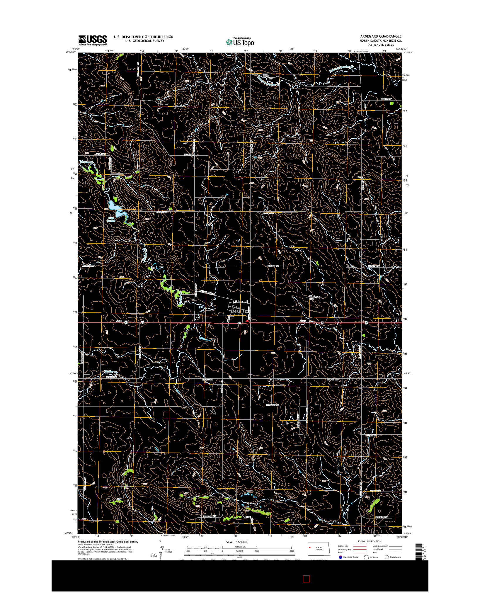 USGS US TOPO 7.5-MINUTE MAP FOR ARNEGARD, ND 2014