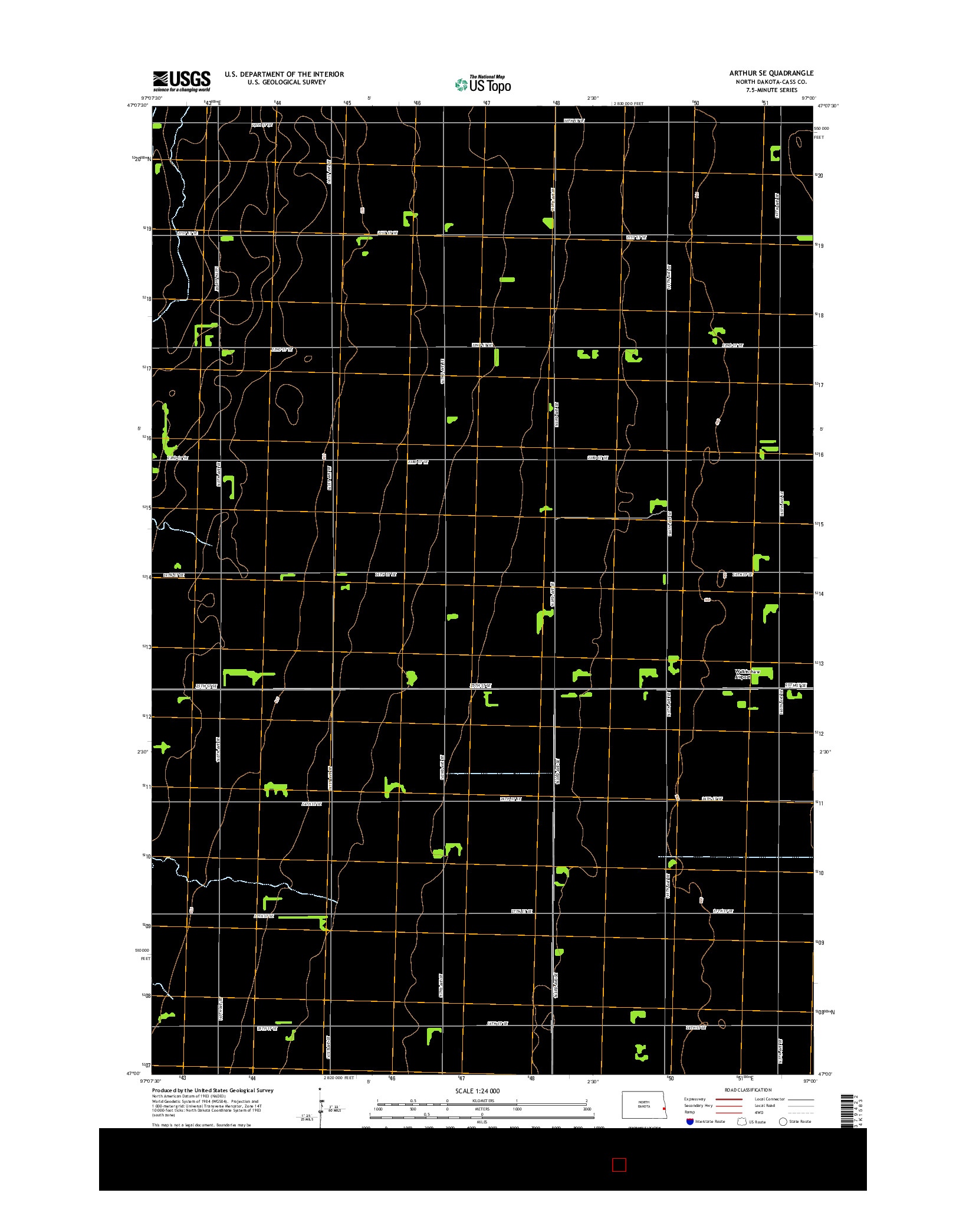 USGS US TOPO 7.5-MINUTE MAP FOR ARTHUR SE, ND 2014