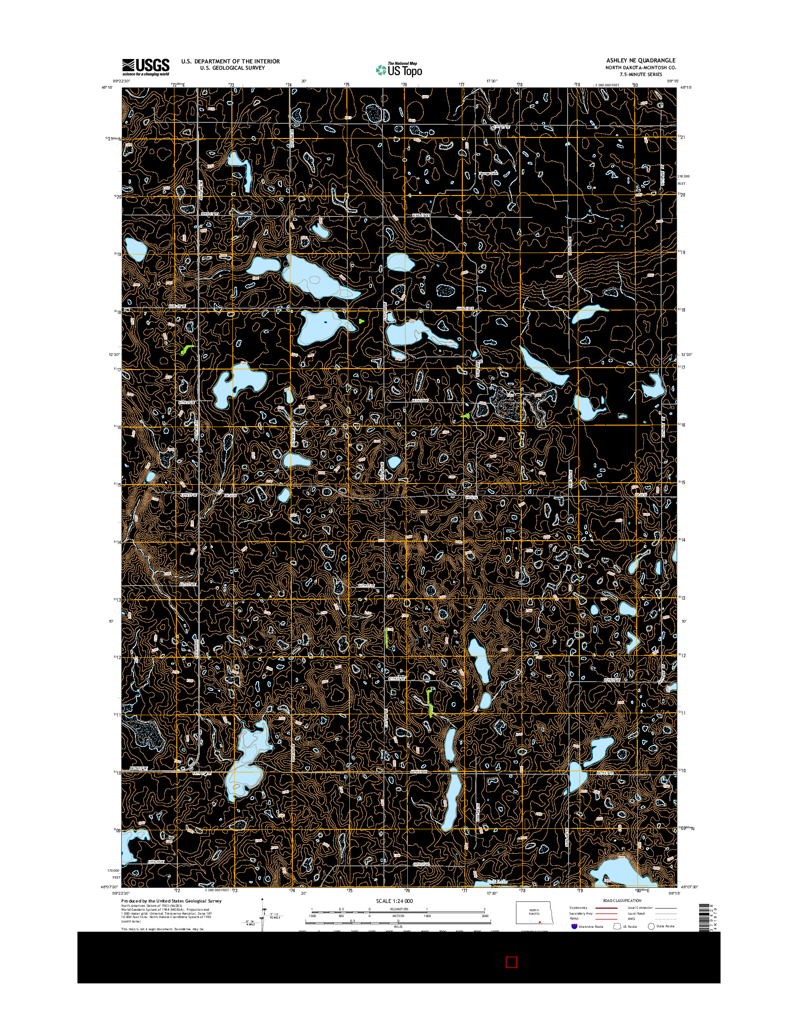 USGS US TOPO 7.5-MINUTE MAP FOR ASHLEY NE, ND 2014