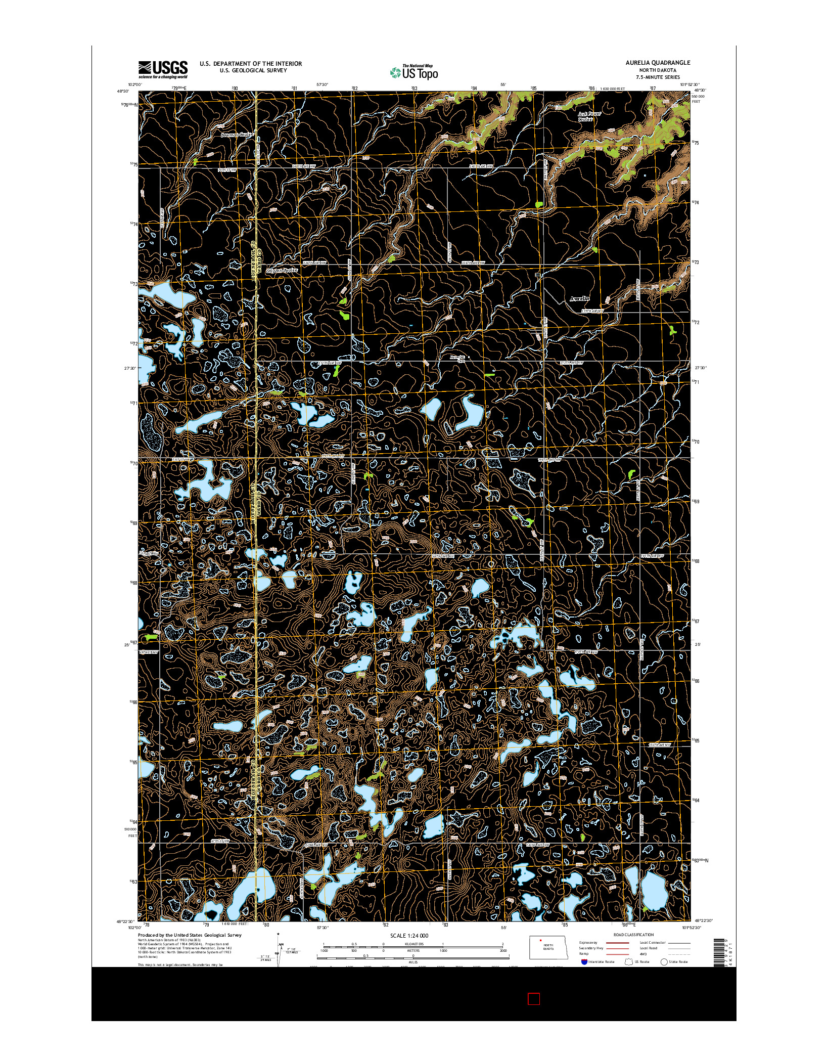 USGS US TOPO 7.5-MINUTE MAP FOR AURELIA, ND 2014