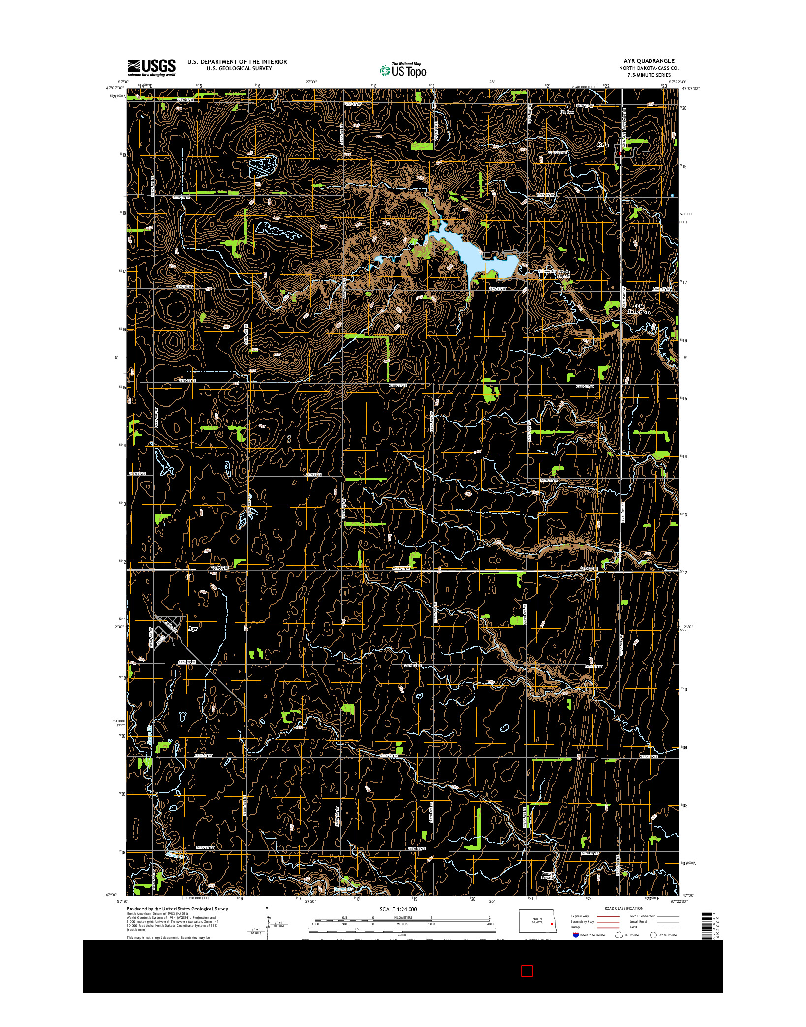 USGS US TOPO 7.5-MINUTE MAP FOR AYR, ND 2014
