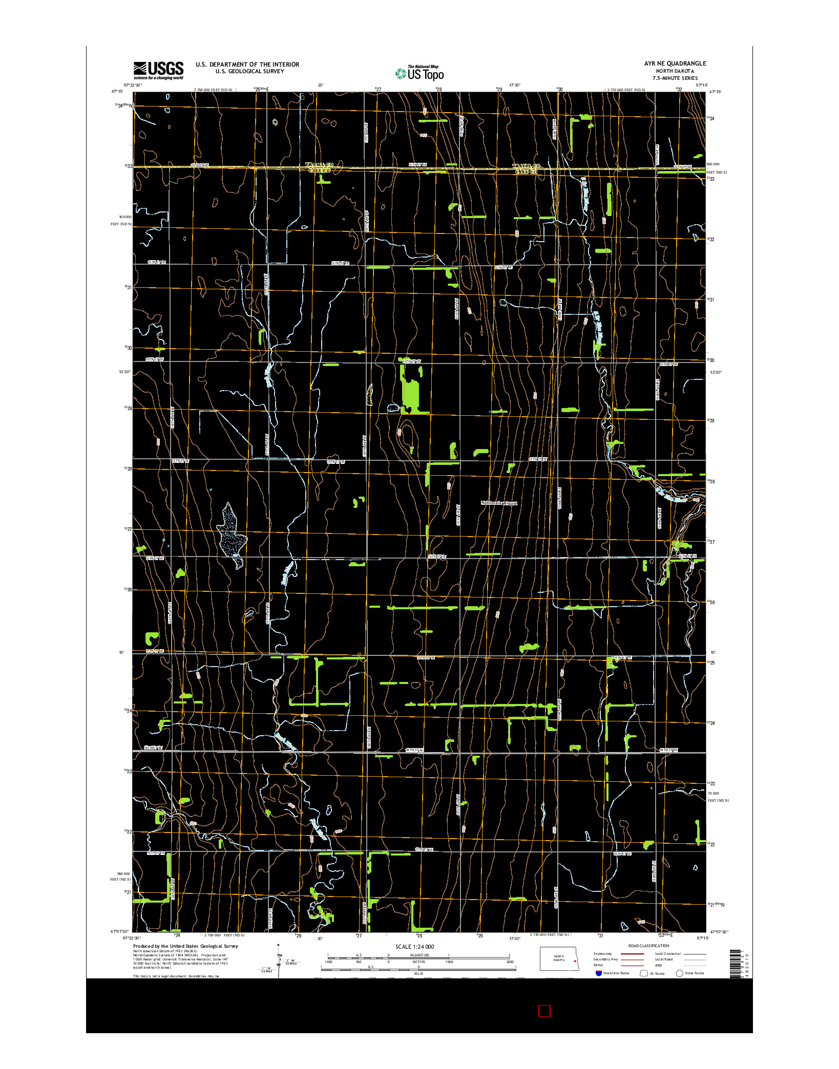 USGS US TOPO 7.5-MINUTE MAP FOR AYR NE, ND 2014