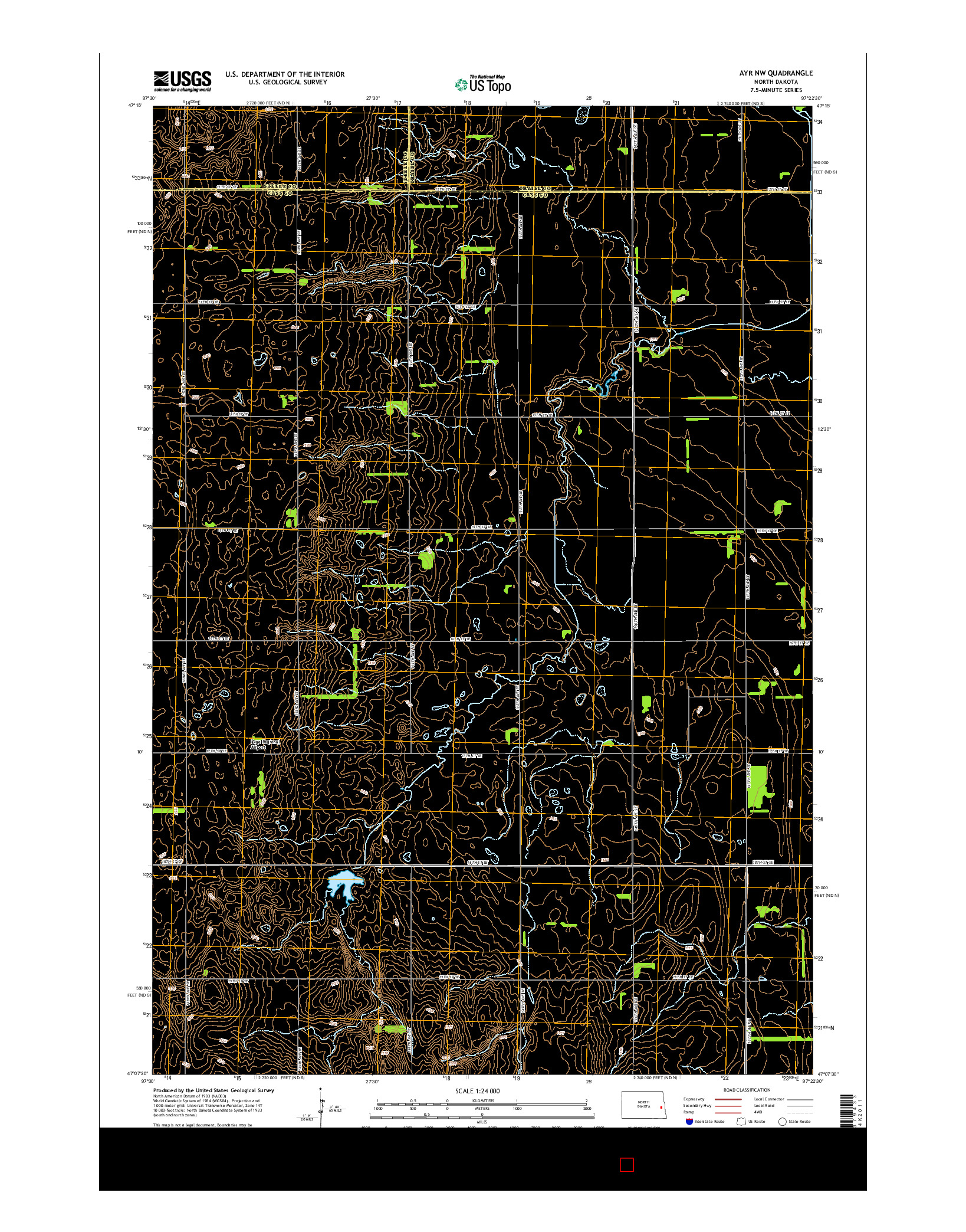 USGS US TOPO 7.5-MINUTE MAP FOR AYR NW, ND 2014