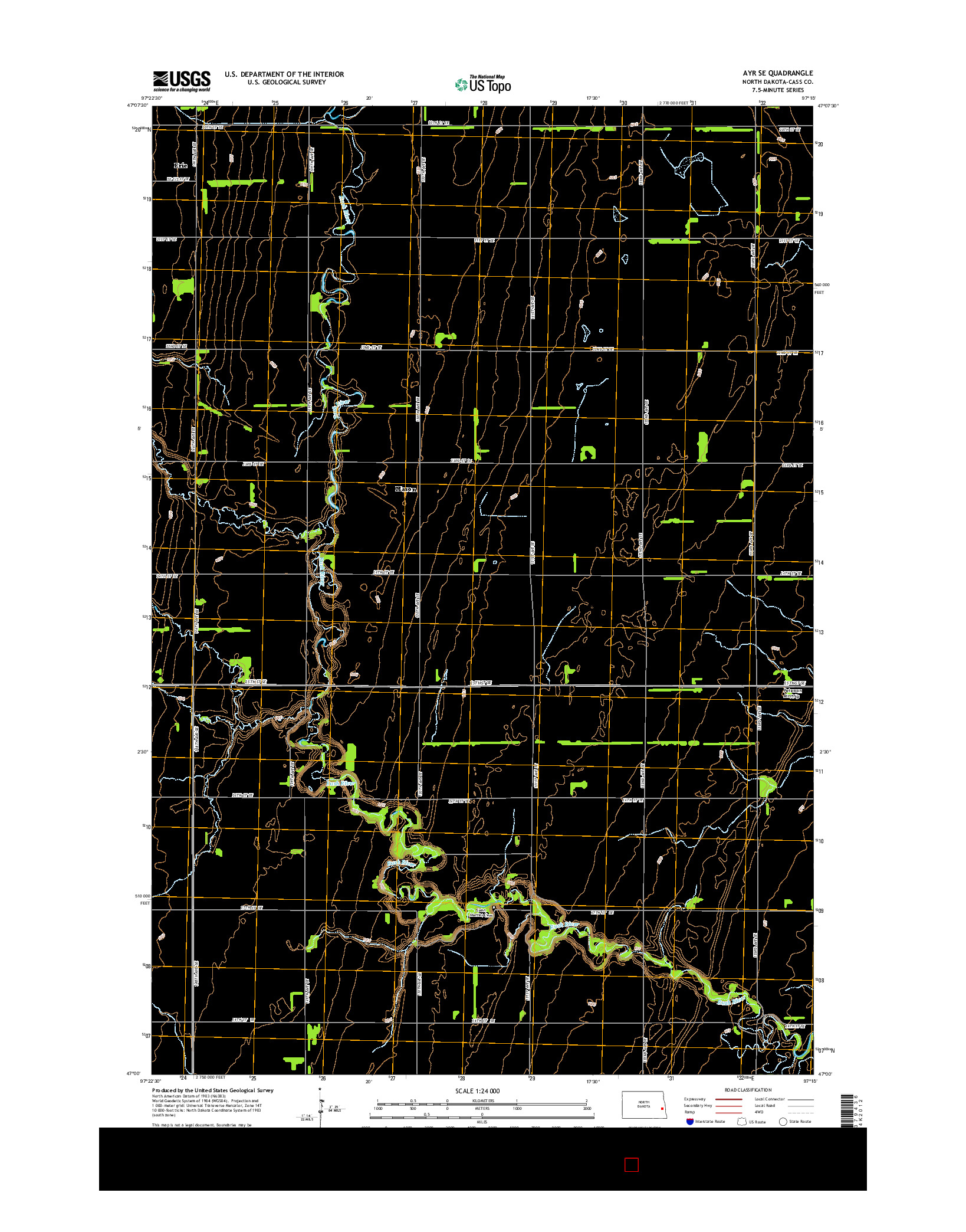 USGS US TOPO 7.5-MINUTE MAP FOR AYR SE, ND 2014