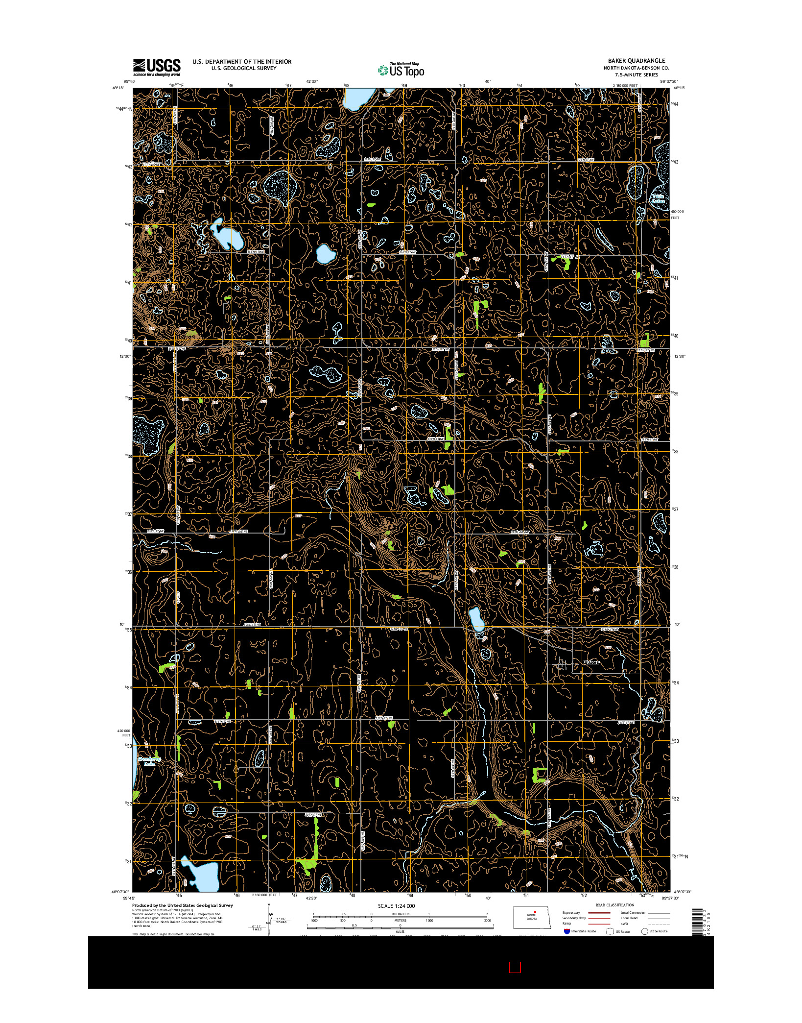 USGS US TOPO 7.5-MINUTE MAP FOR BAKER, ND 2014