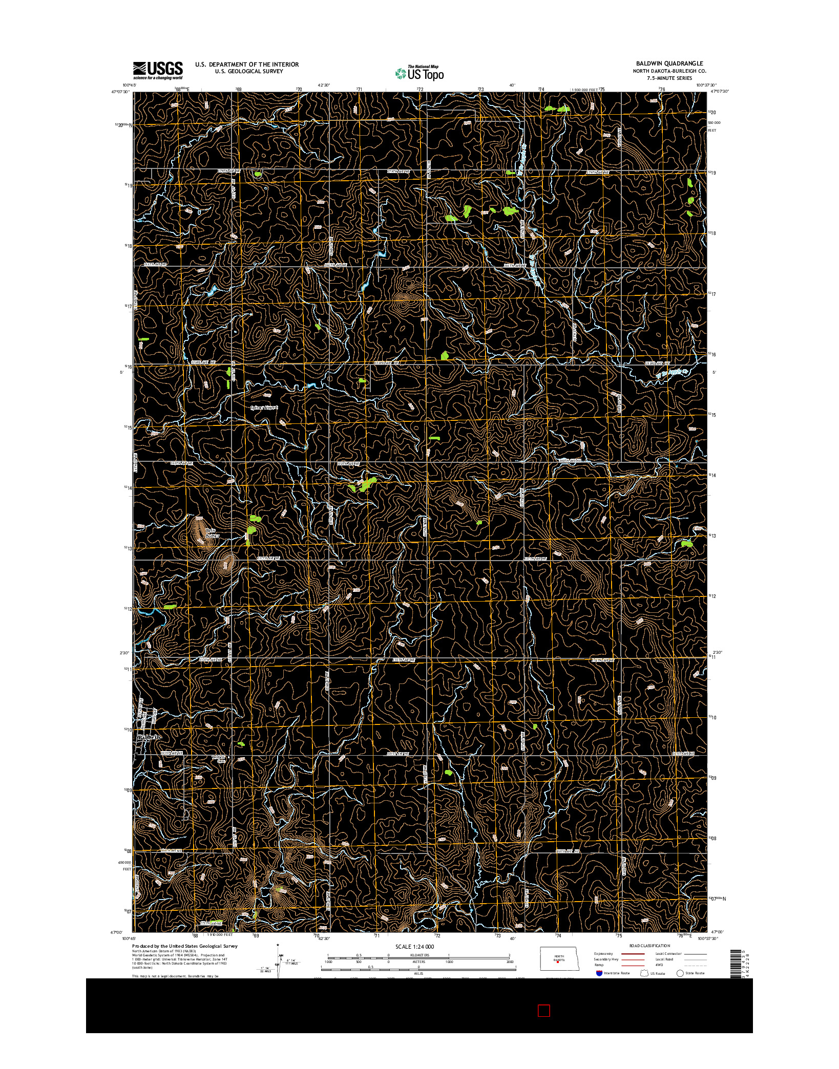 USGS US TOPO 7.5-MINUTE MAP FOR BALDWIN, ND 2014