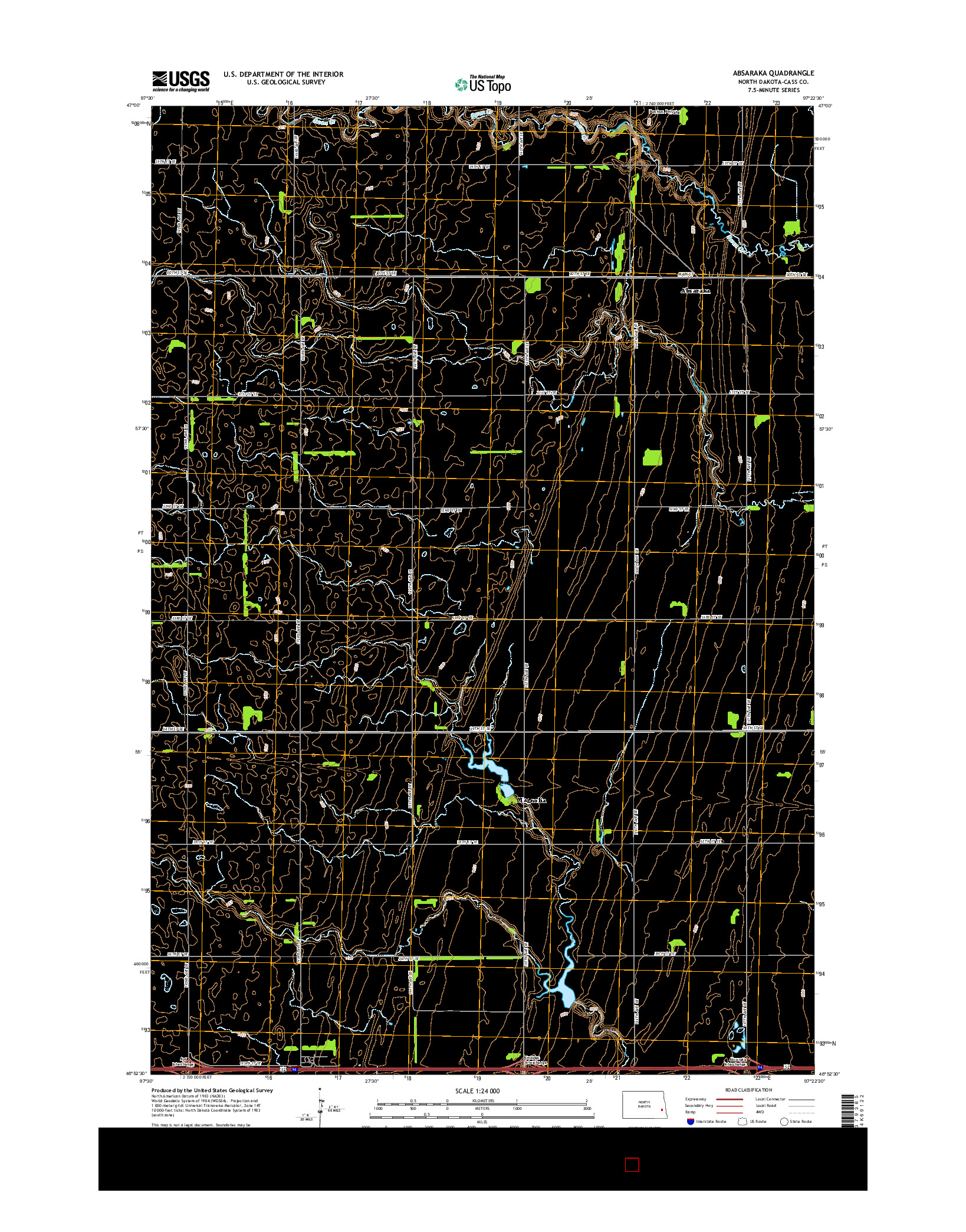 USGS US TOPO 7.5-MINUTE MAP FOR ABSARAKA, ND 2014