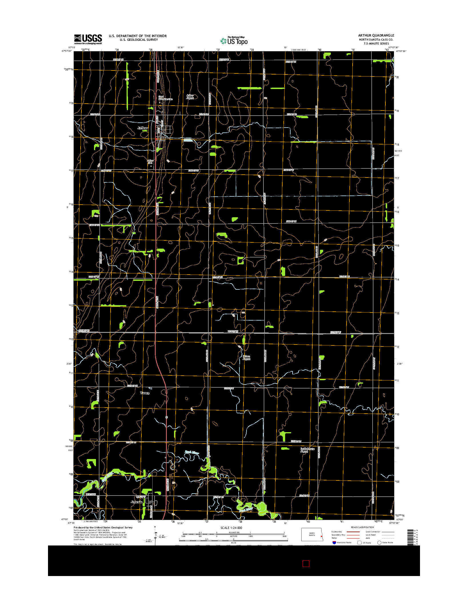 USGS US TOPO 7.5-MINUTE MAP FOR ARTHUR, ND 2014