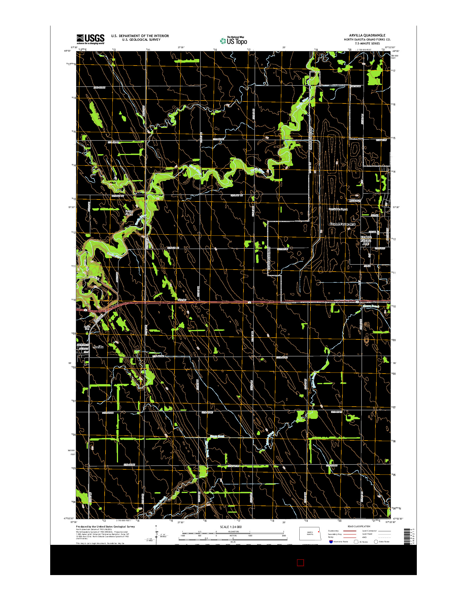 USGS US TOPO 7.5-MINUTE MAP FOR ARVILLA, ND 2014