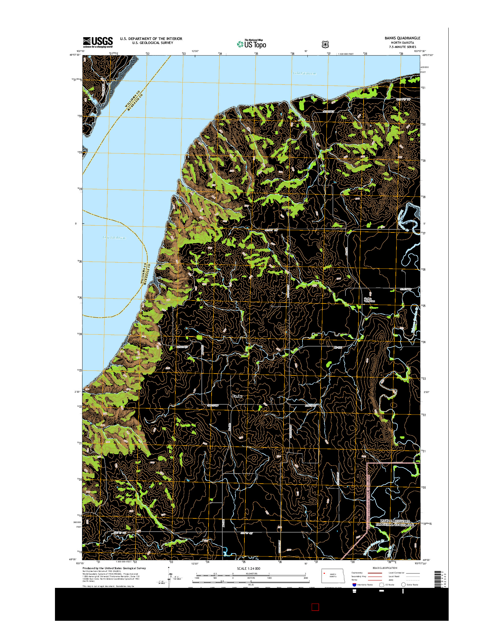 USGS US TOPO 7.5-MINUTE MAP FOR BANKS, ND 2014