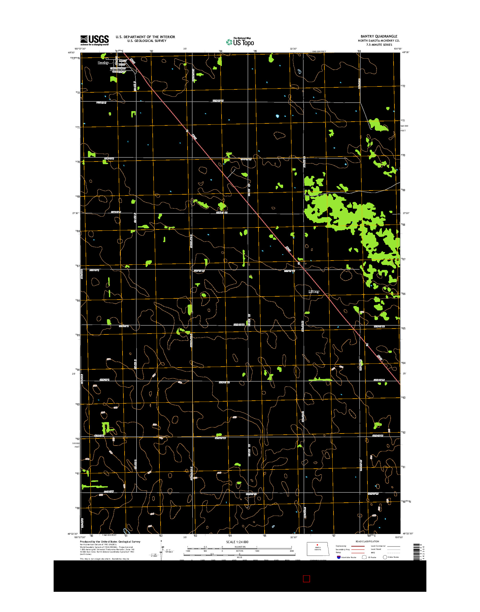 USGS US TOPO 7.5-MINUTE MAP FOR BANTRY, ND 2014