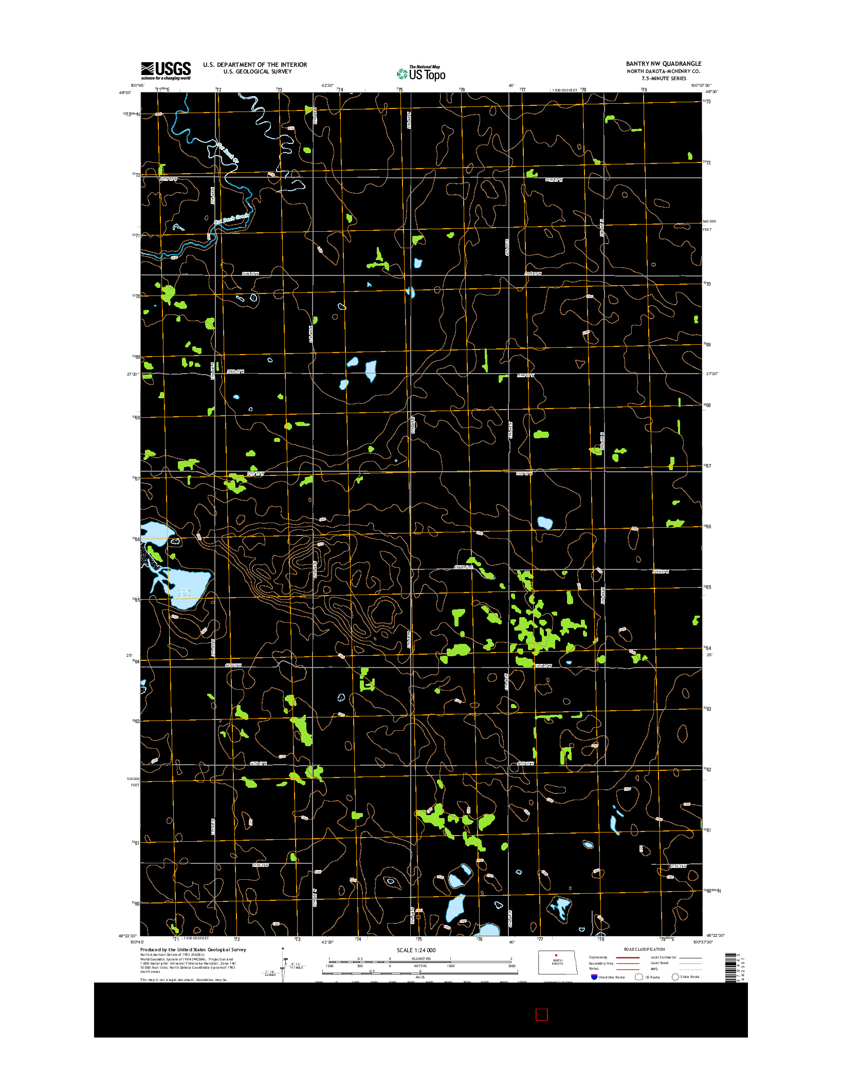 USGS US TOPO 7.5-MINUTE MAP FOR BANTRY NW, ND 2014