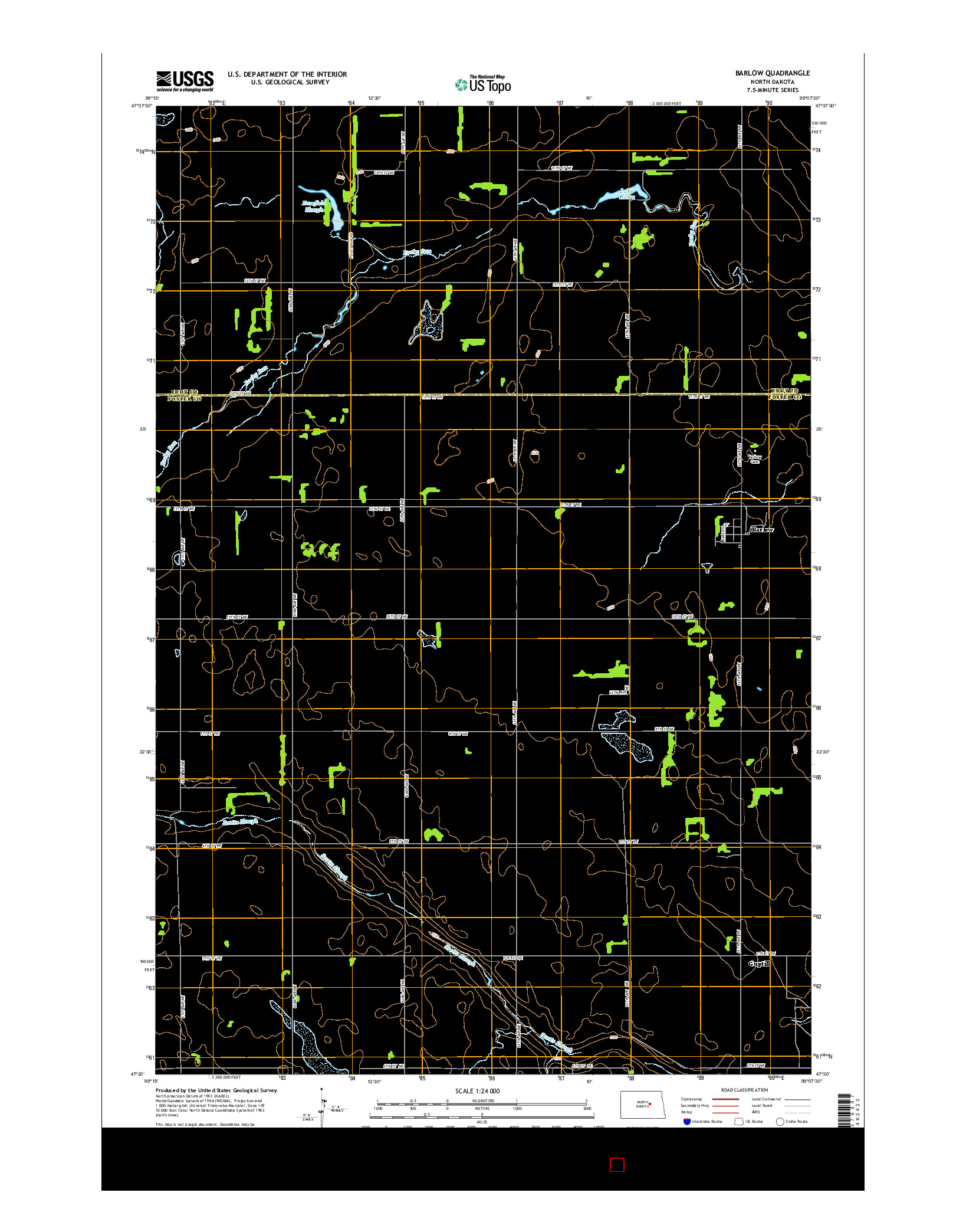 USGS US TOPO 7.5-MINUTE MAP FOR BARLOW, ND 2014