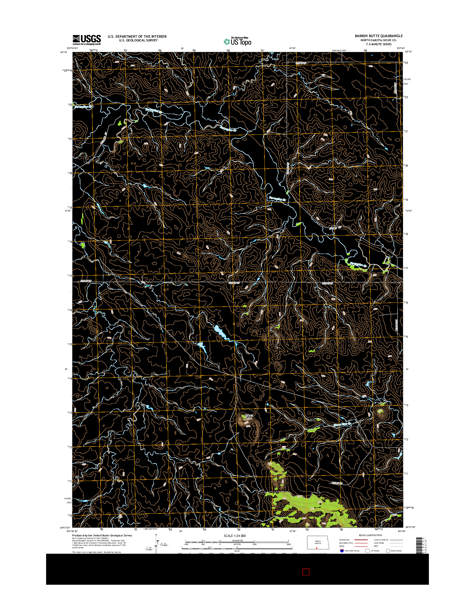 USGS US TOPO 7.5-MINUTE MAP FOR BARREN BUTTE, ND 2014