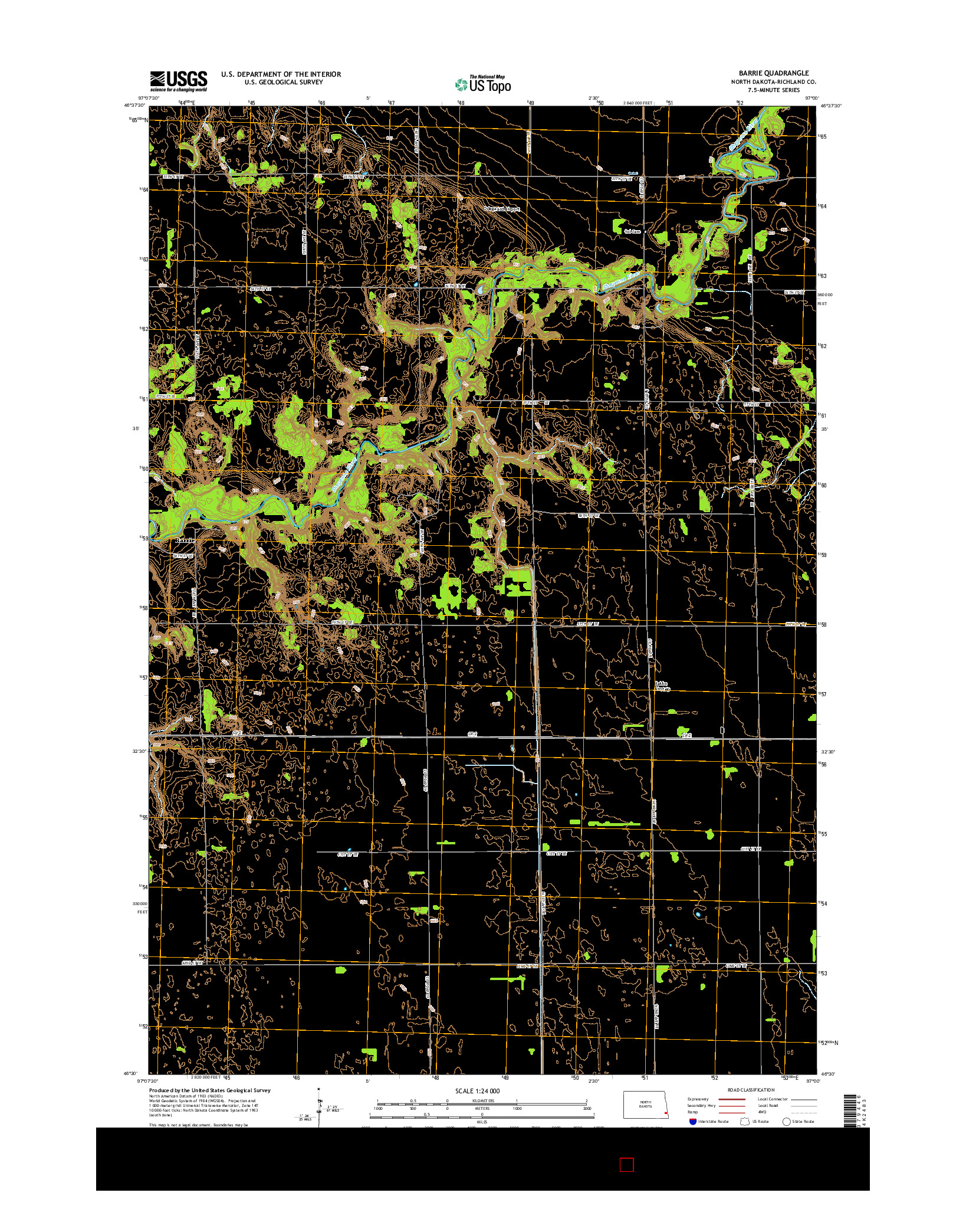 USGS US TOPO 7.5-MINUTE MAP FOR BARRIE, ND 2014