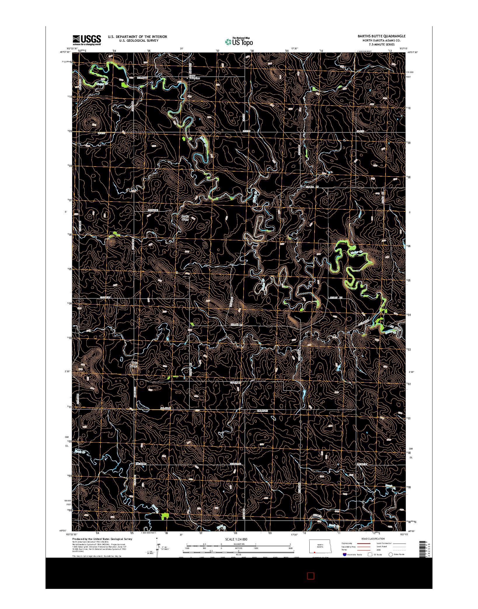 USGS US TOPO 7.5-MINUTE MAP FOR BARTHS BUTTE, ND 2014