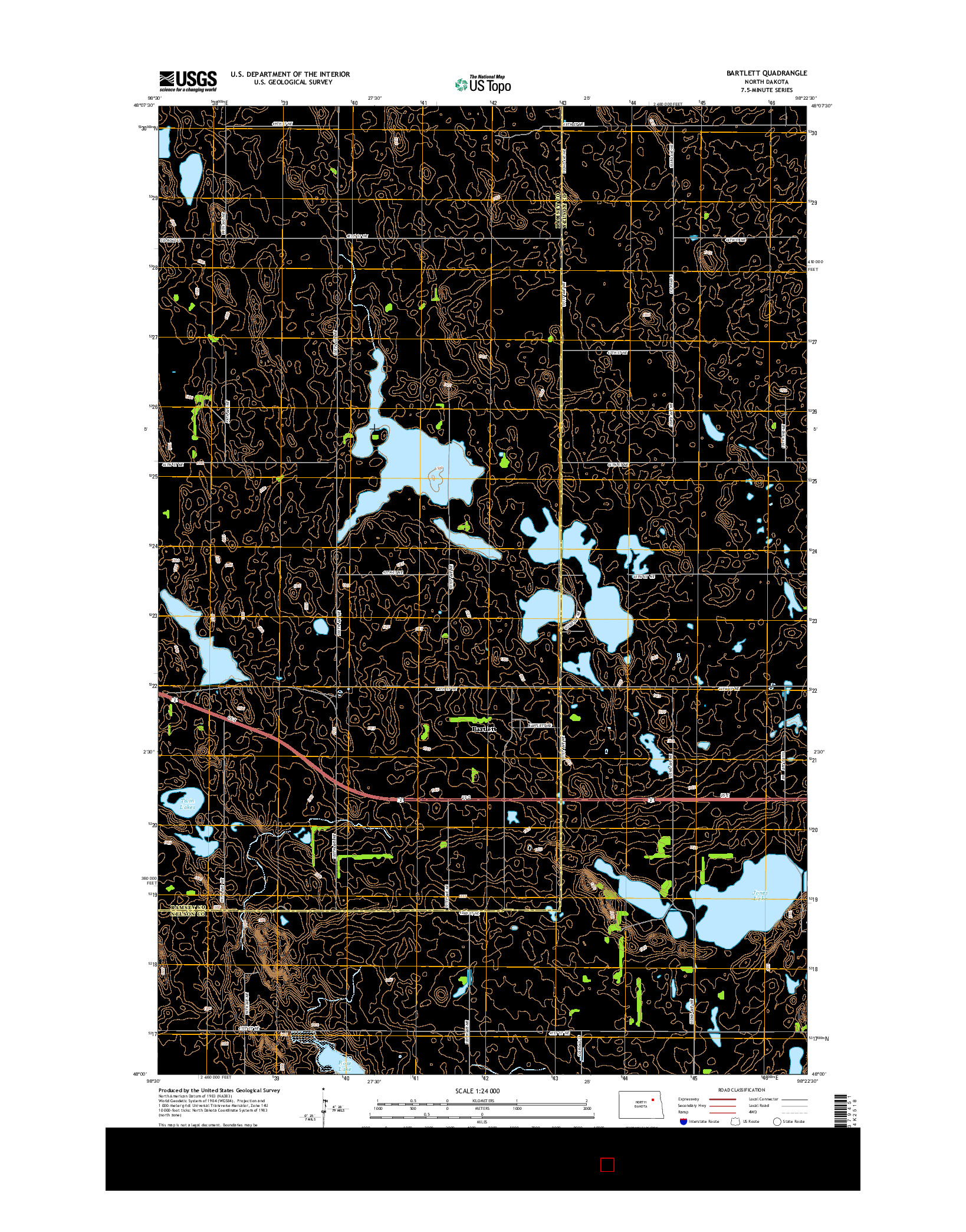 USGS US TOPO 7.5-MINUTE MAP FOR BARTLETT, ND 2014