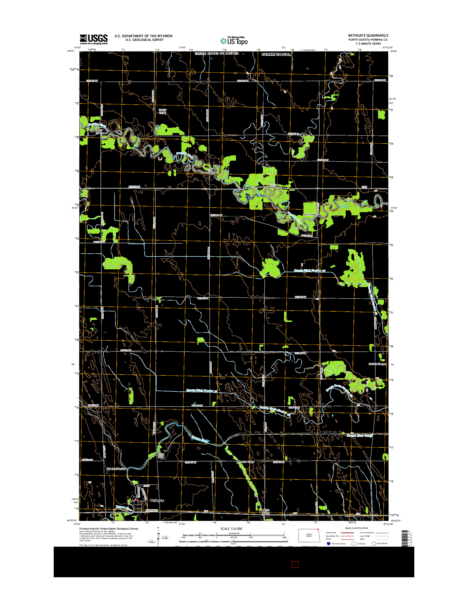 USGS US TOPO 7.5-MINUTE MAP FOR BATHGATE, ND 2014
