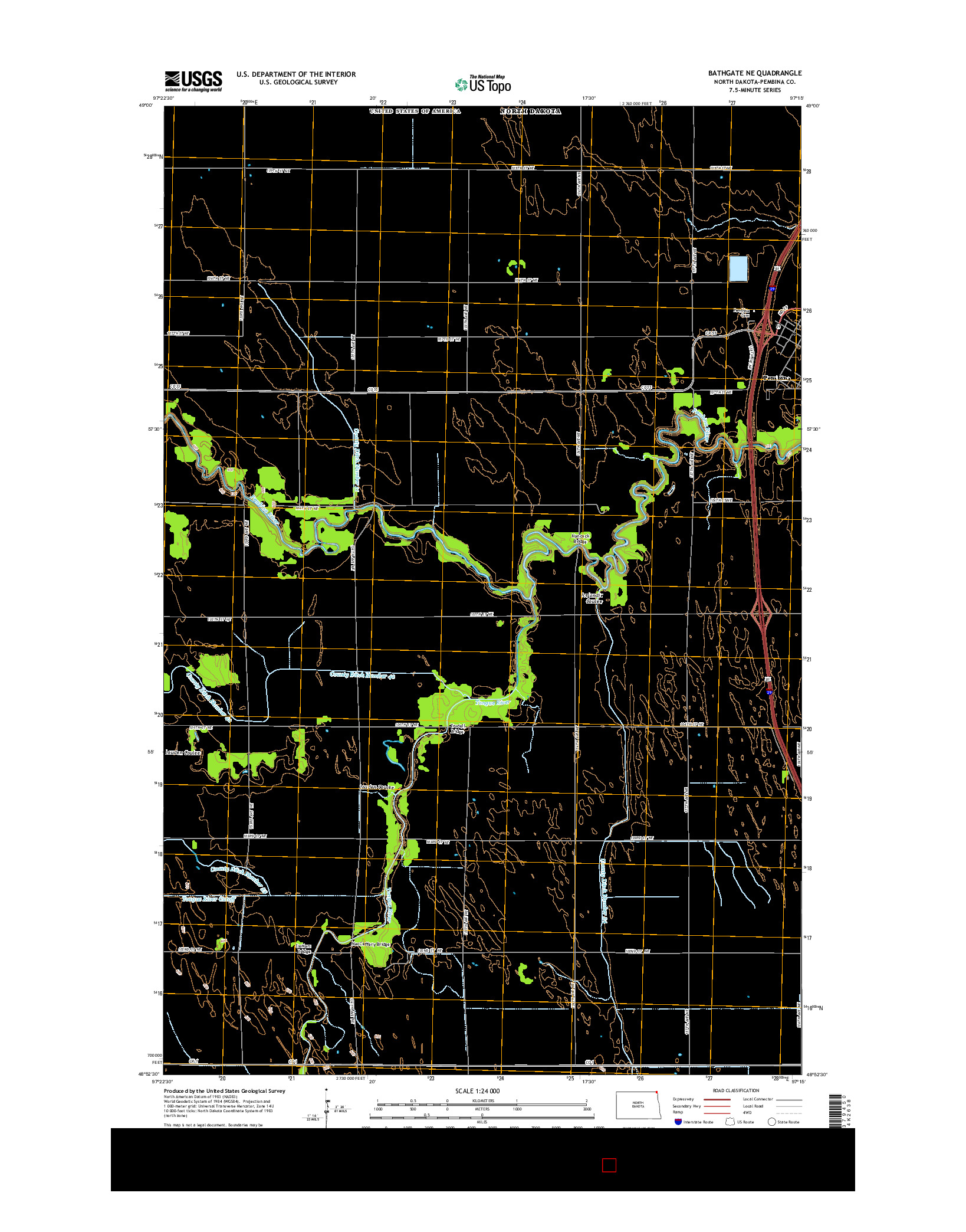 USGS US TOPO 7.5-MINUTE MAP FOR BATHGATE NE, ND 2014