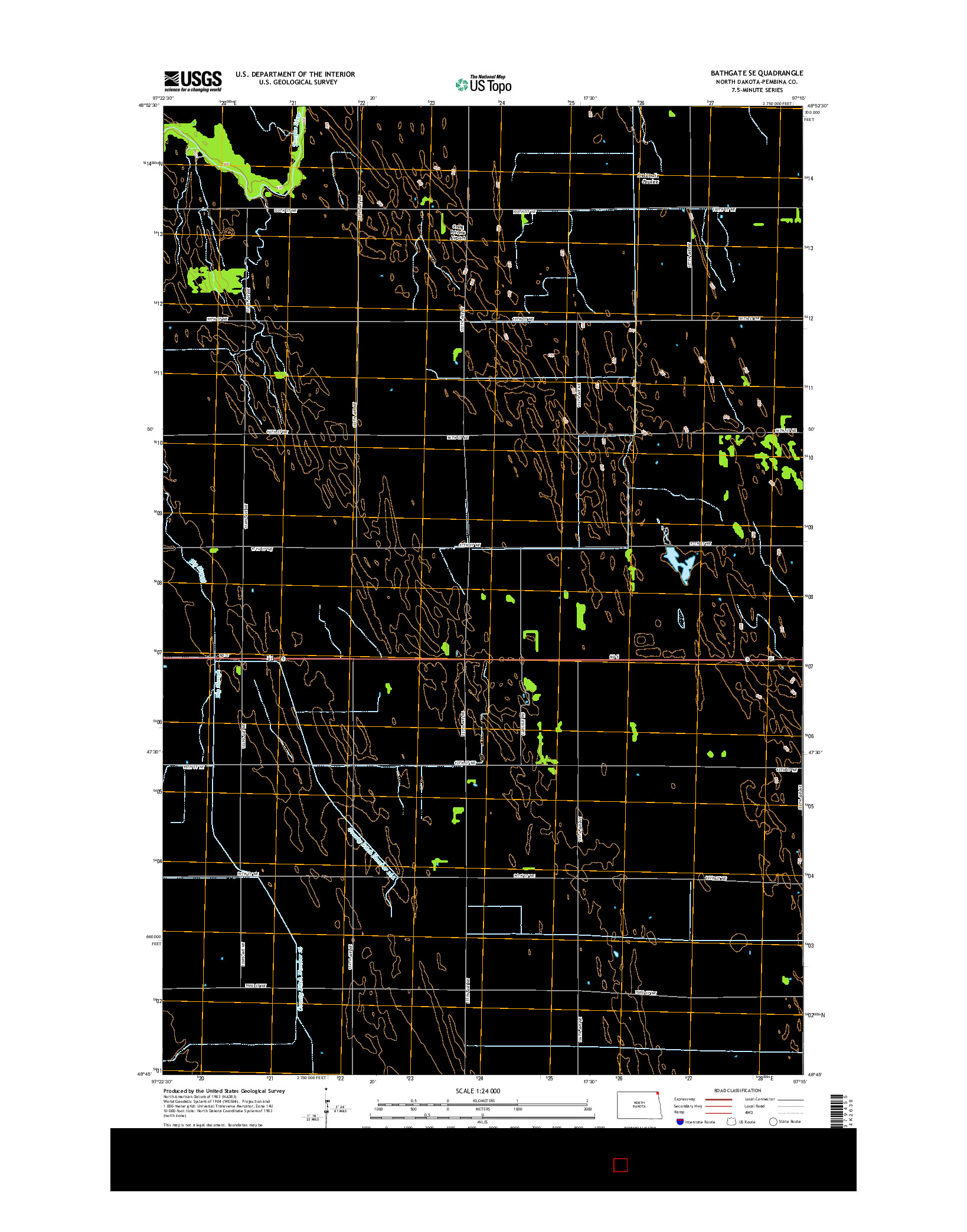 USGS US TOPO 7.5-MINUTE MAP FOR BATHGATE SE, ND 2014
