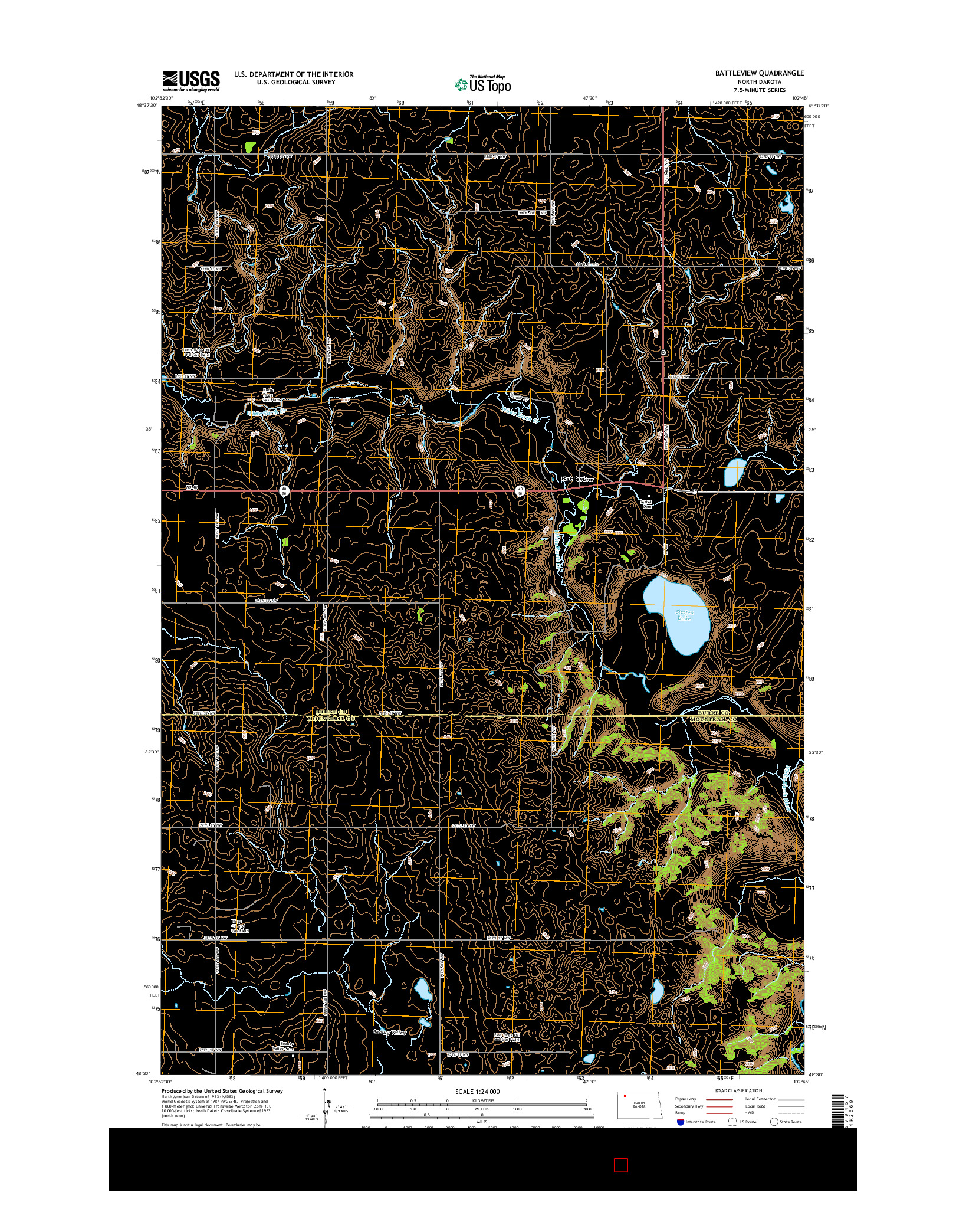 USGS US TOPO 7.5-MINUTE MAP FOR BATTLEVIEW, ND 2014