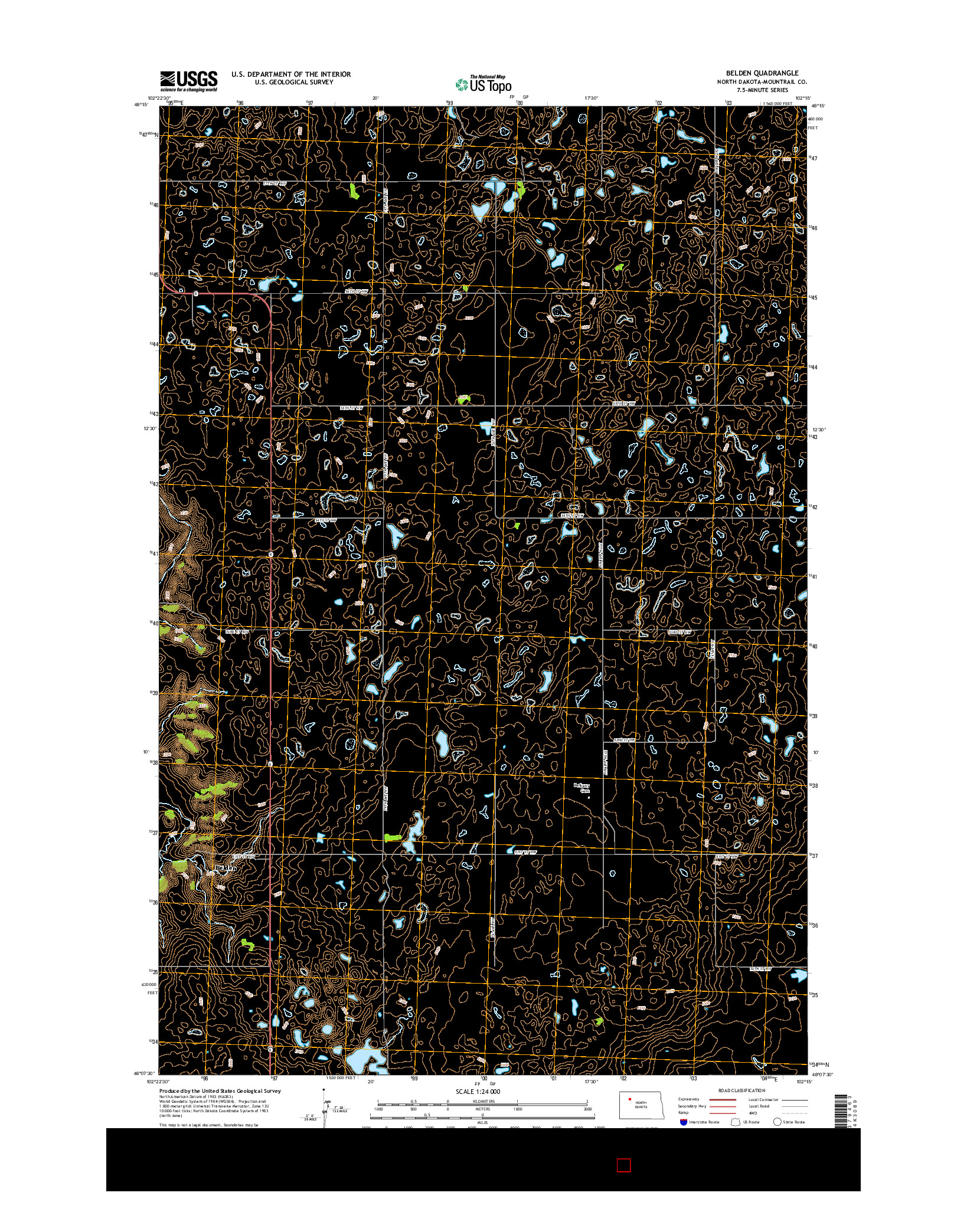 USGS US TOPO 7.5-MINUTE MAP FOR BELDEN, ND 2014