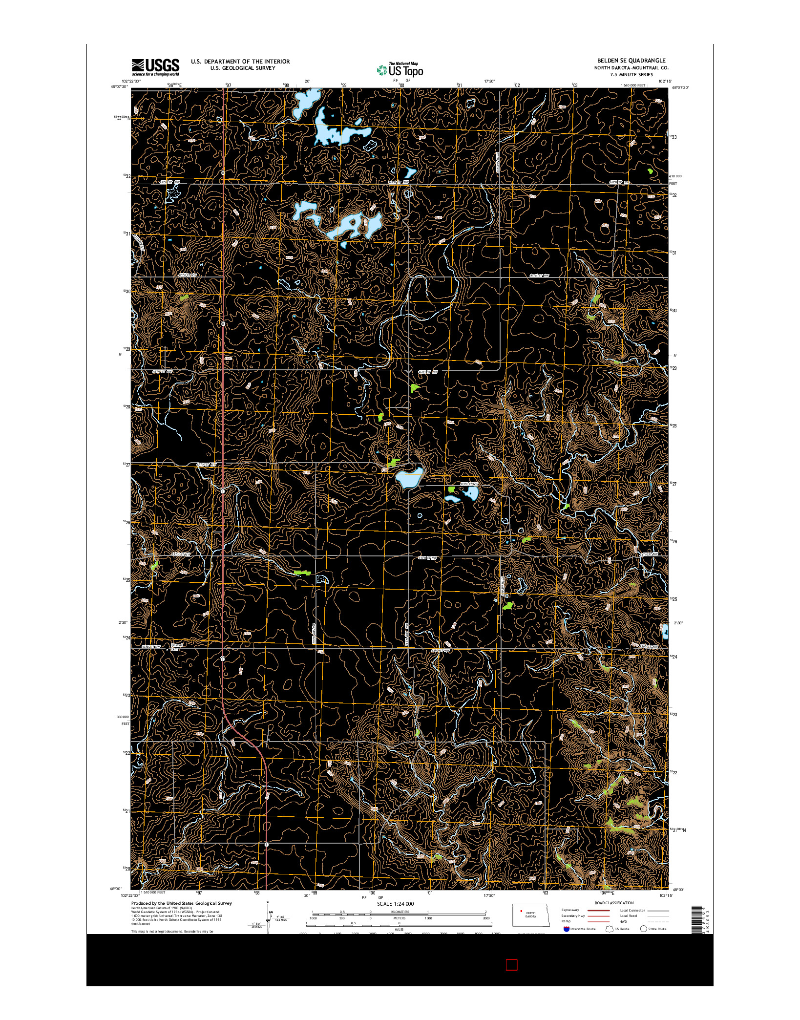 USGS US TOPO 7.5-MINUTE MAP FOR BELDEN SE, ND 2014