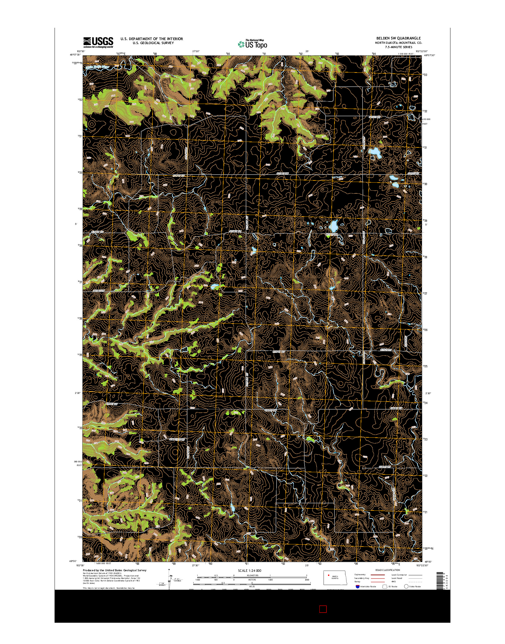 USGS US TOPO 7.5-MINUTE MAP FOR BELDEN SW, ND 2014