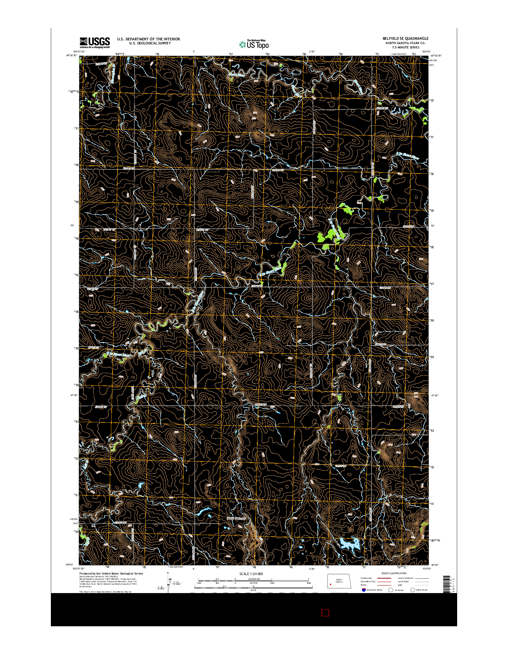 USGS US TOPO 7.5-MINUTE MAP FOR BELFIELD SE, ND 2014