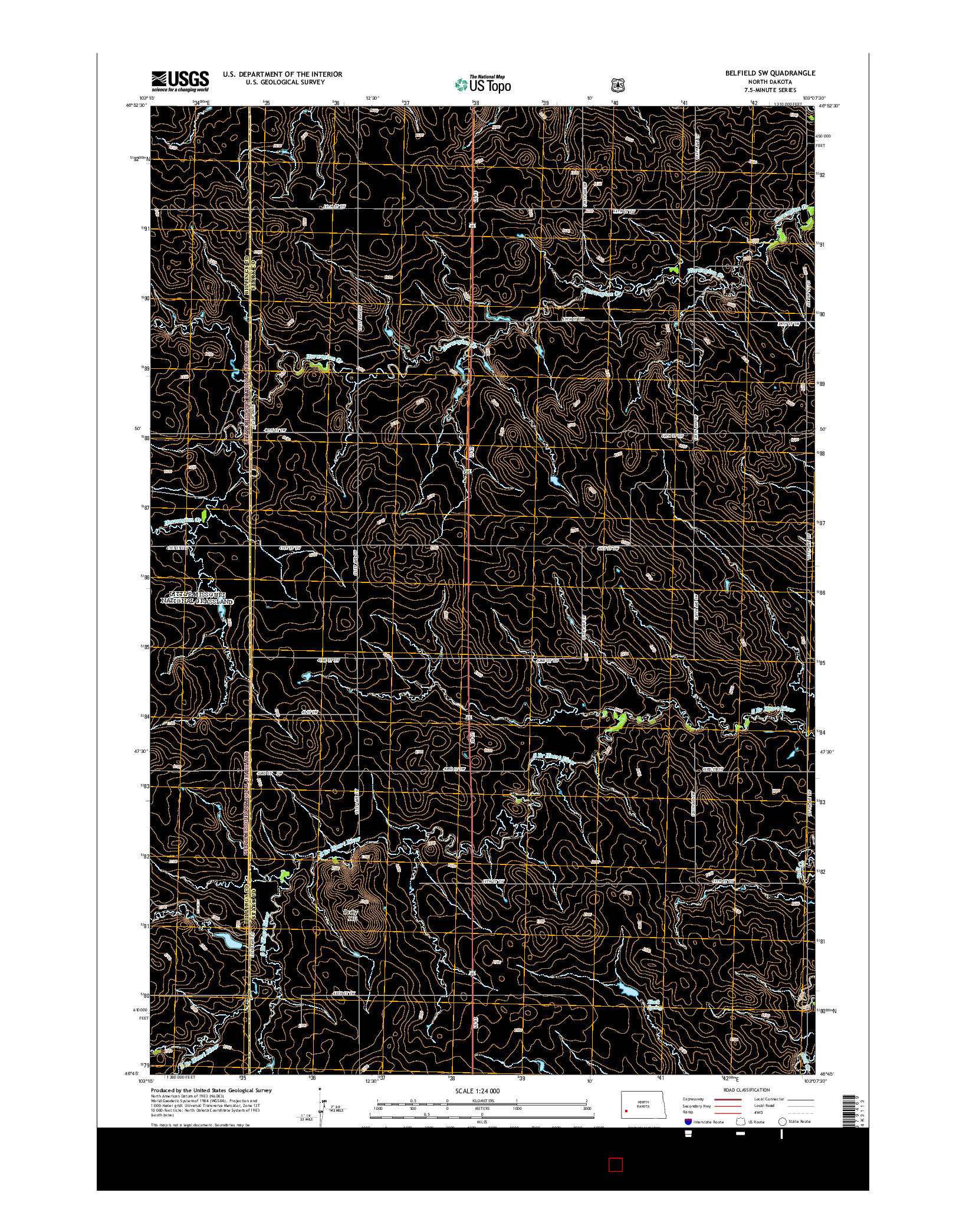 USGS US TOPO 7.5-MINUTE MAP FOR BELFIELD SW, ND 2014