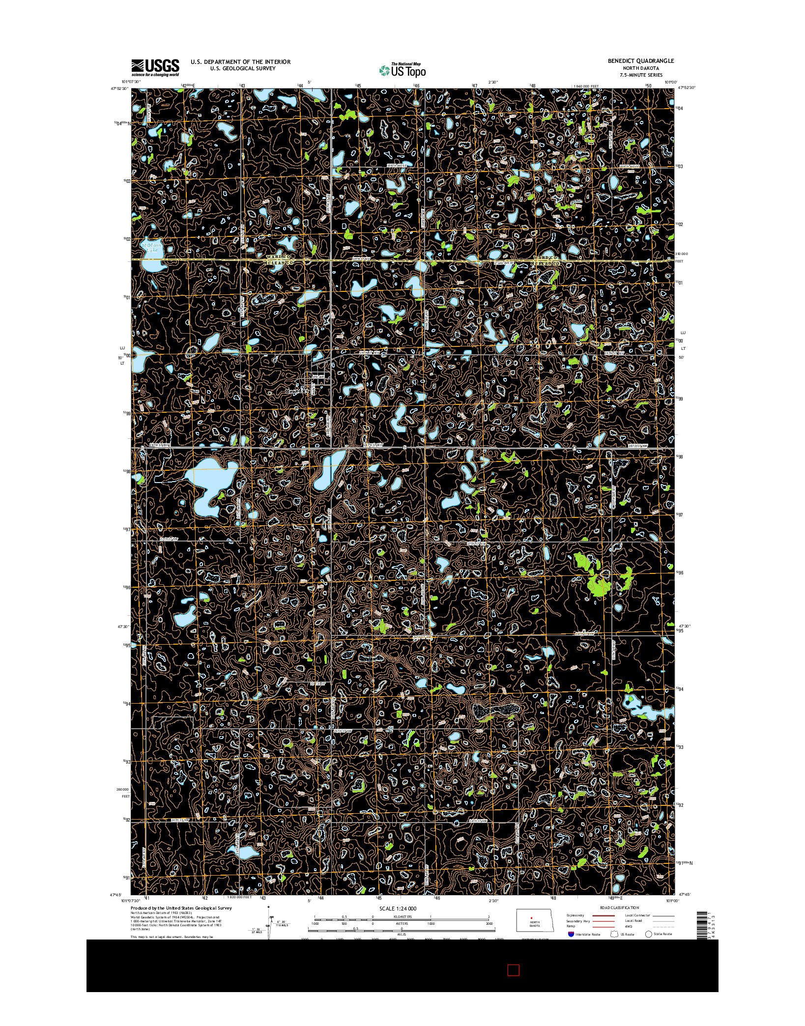 USGS US TOPO 7.5-MINUTE MAP FOR BENEDICT, ND 2014