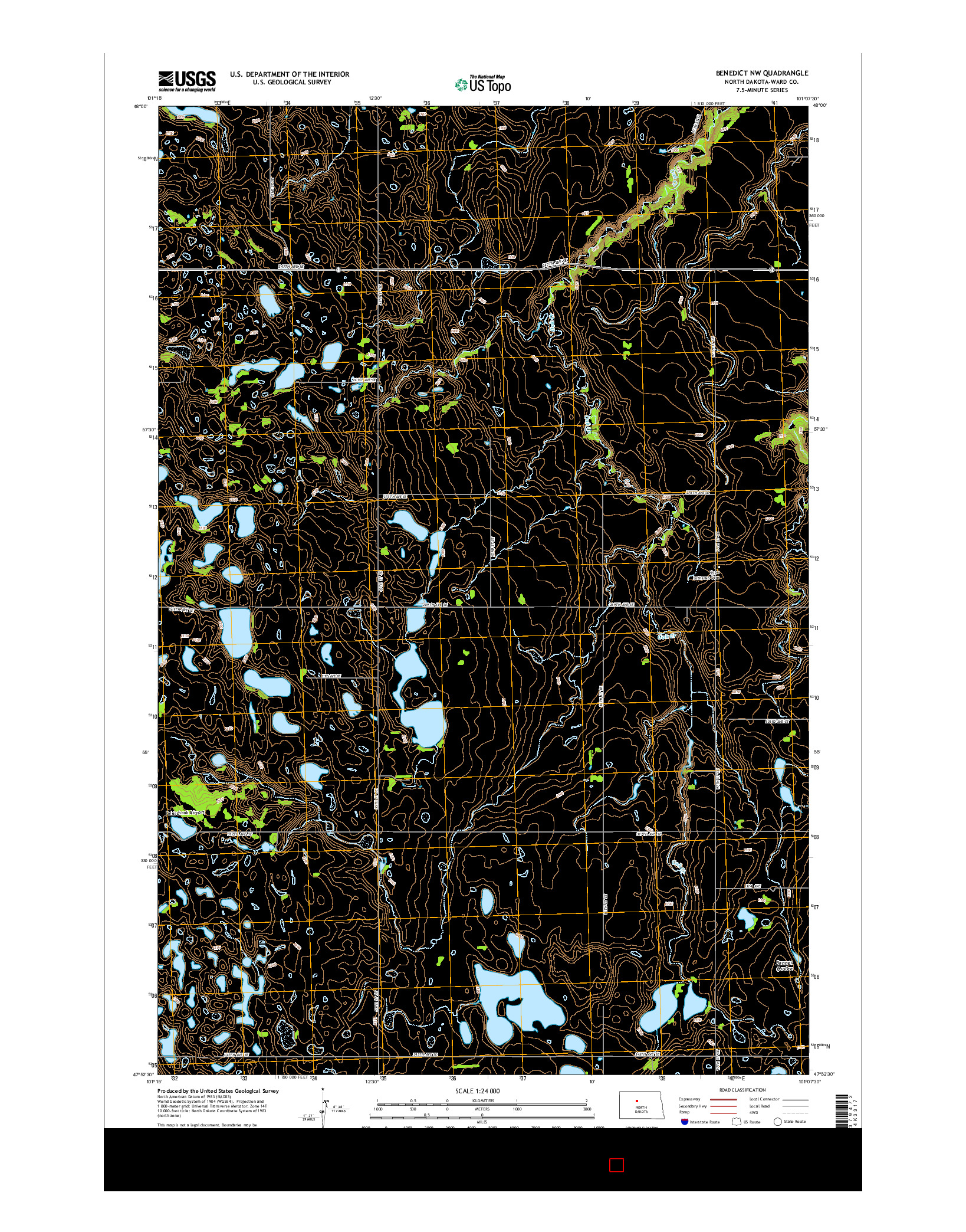 USGS US TOPO 7.5-MINUTE MAP FOR BENEDICT NW, ND 2014