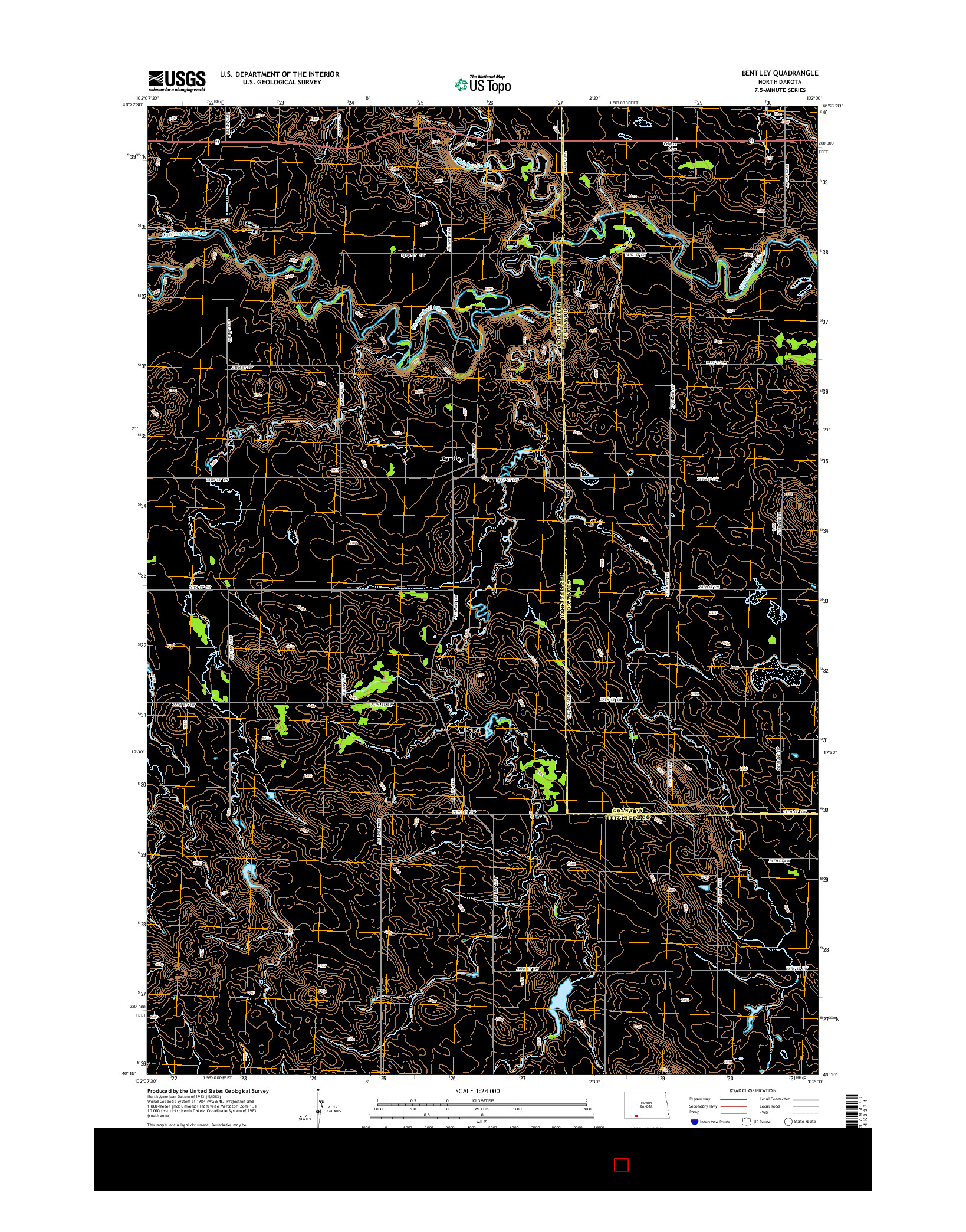 USGS US TOPO 7.5-MINUTE MAP FOR BENTLEY, ND 2014