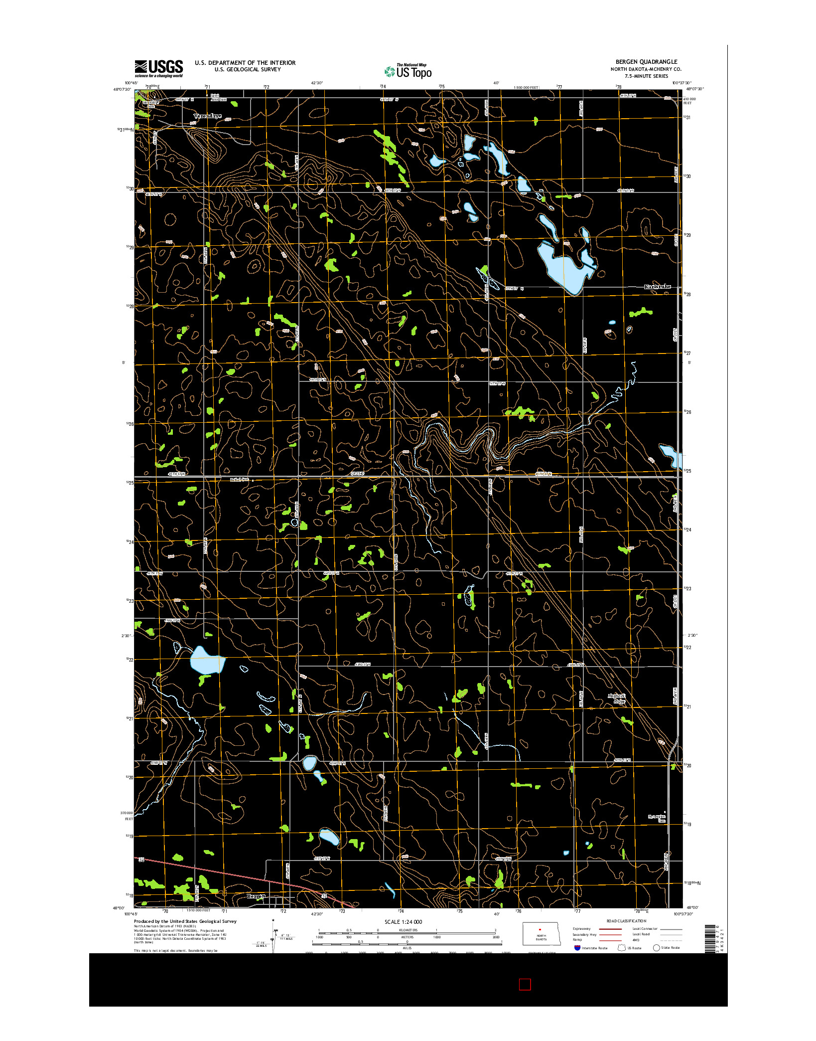 USGS US TOPO 7.5-MINUTE MAP FOR BERGEN, ND 2014
