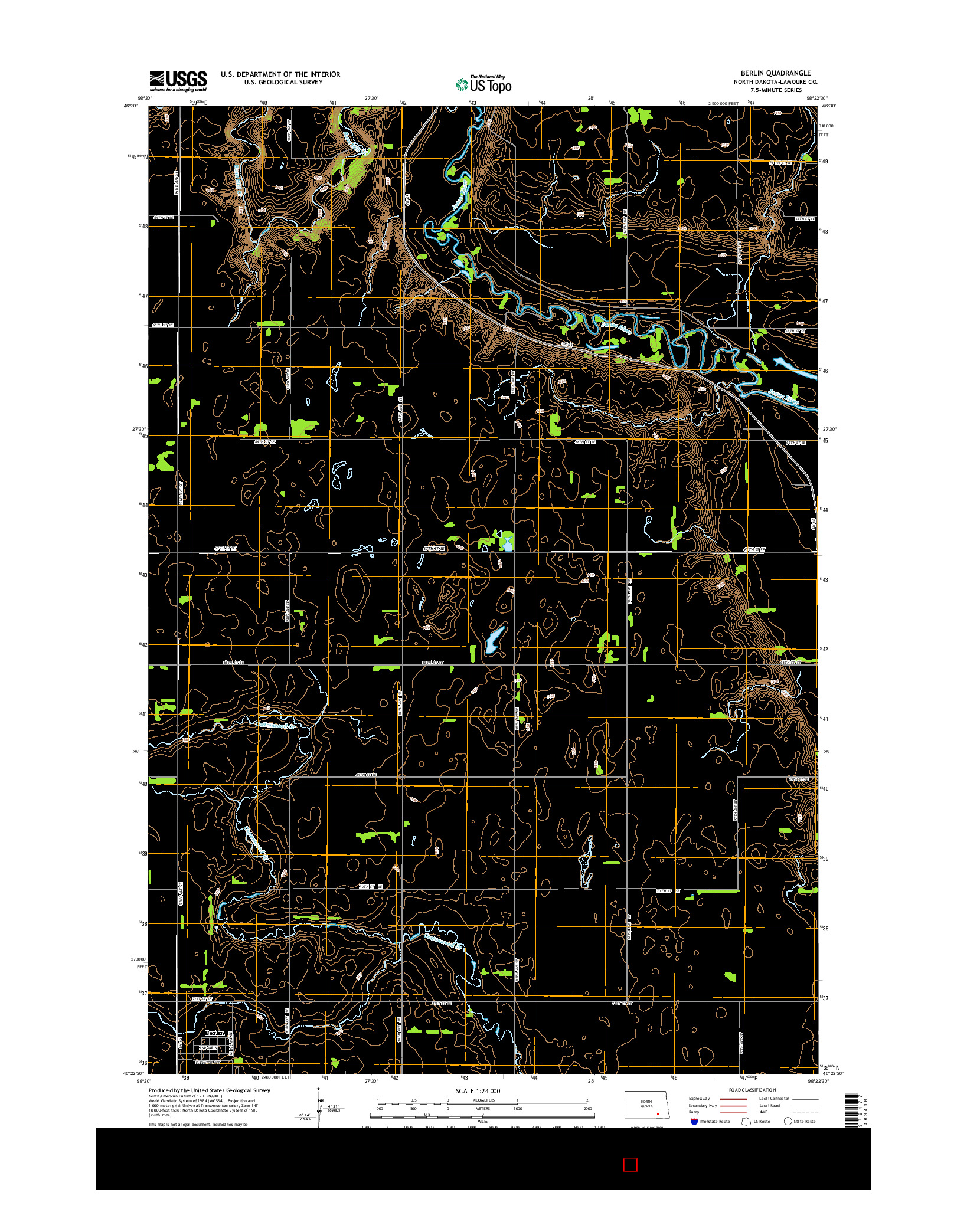USGS US TOPO 7.5-MINUTE MAP FOR BERLIN, ND 2014