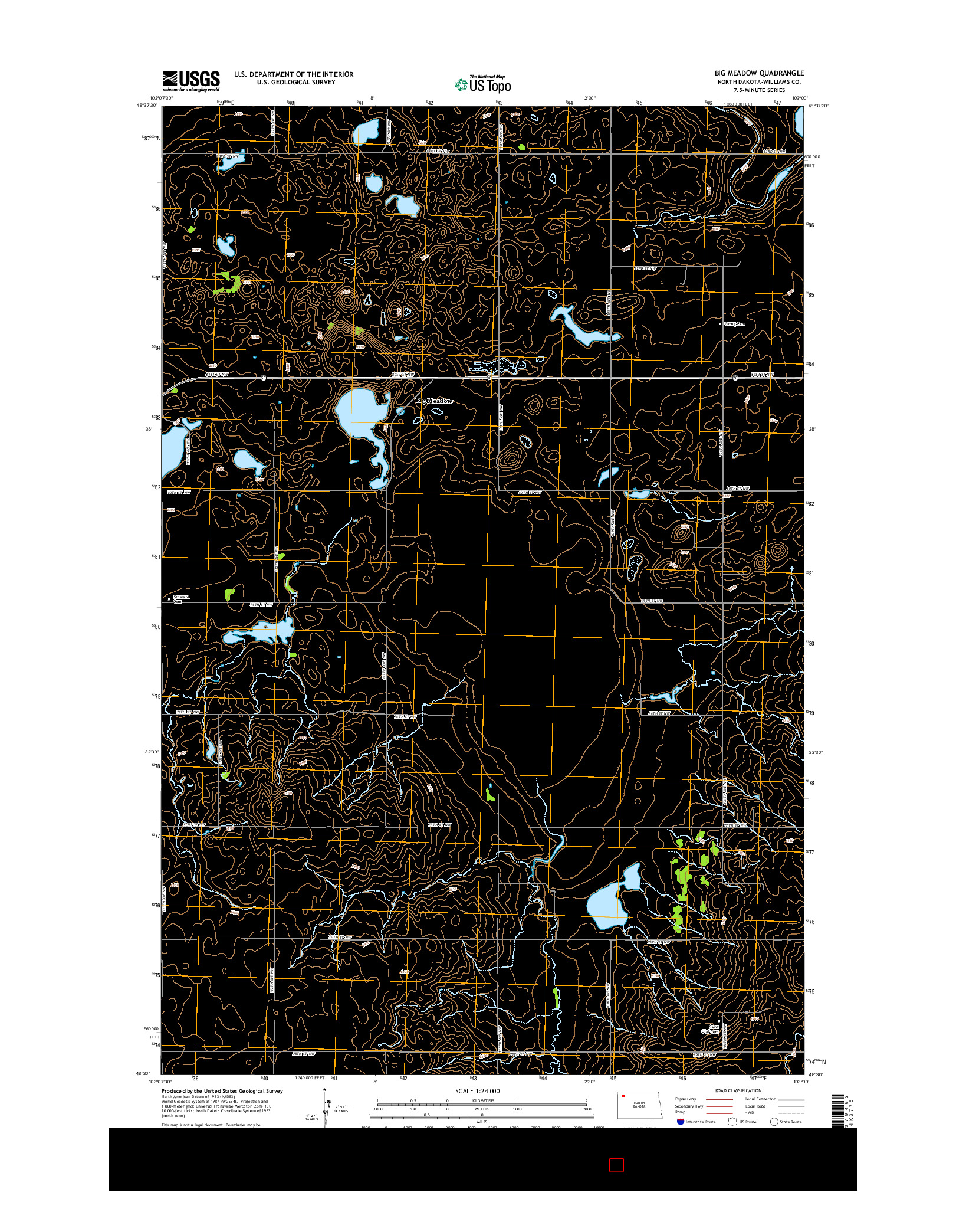 USGS US TOPO 7.5-MINUTE MAP FOR BIG MEADOW, ND 2014