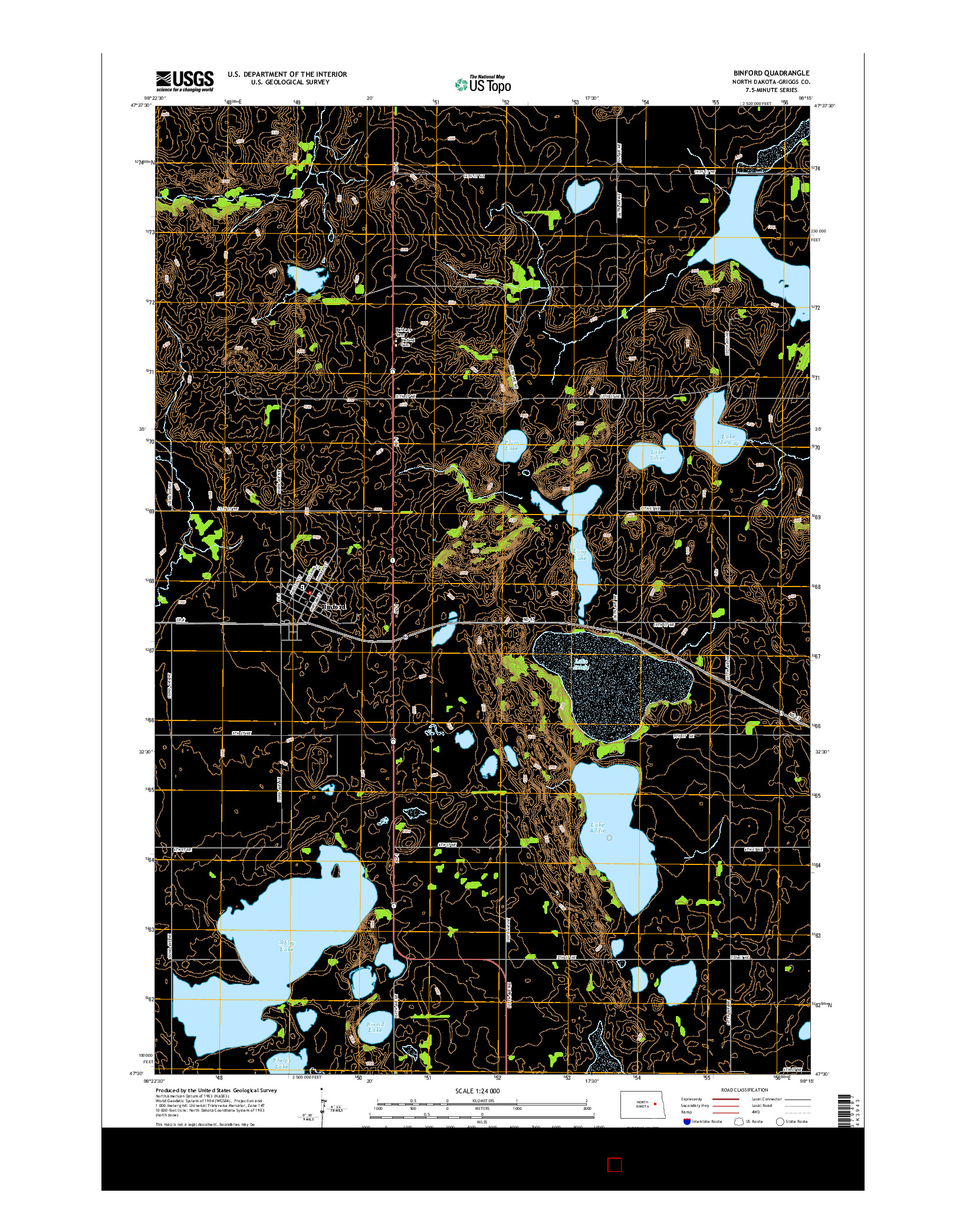 USGS US TOPO 7.5-MINUTE MAP FOR BINFORD, ND 2014