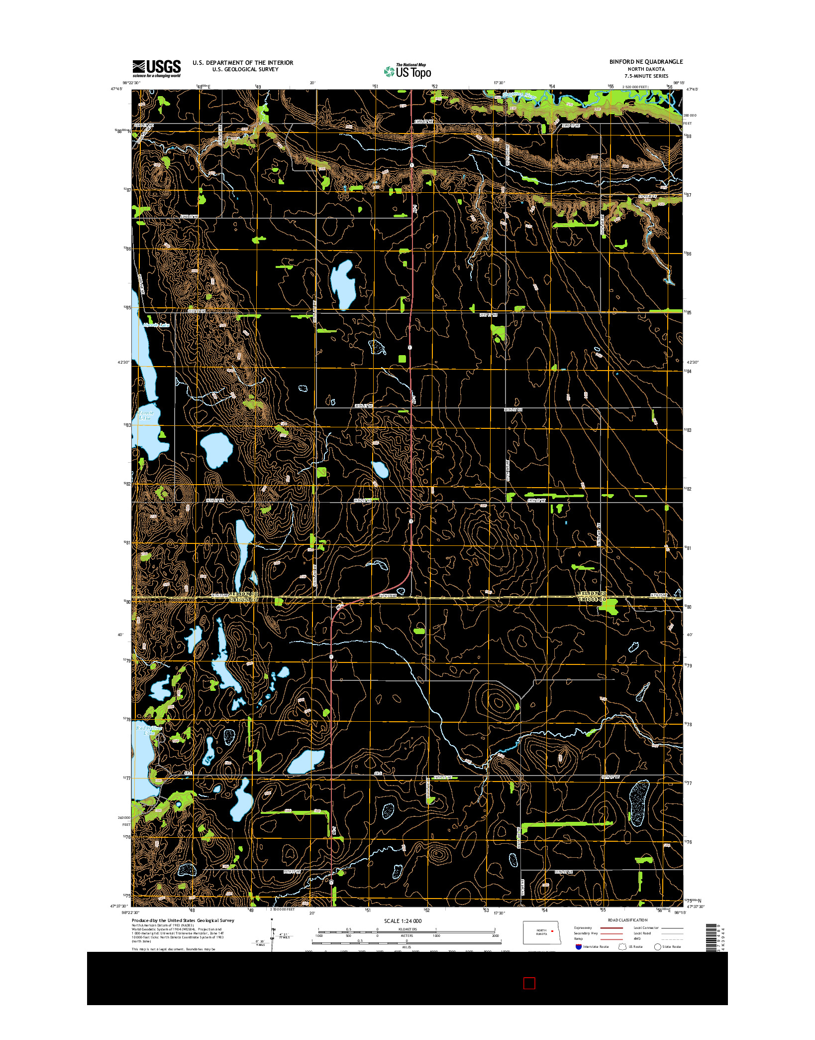 USGS US TOPO 7.5-MINUTE MAP FOR BINFORD NE, ND 2014