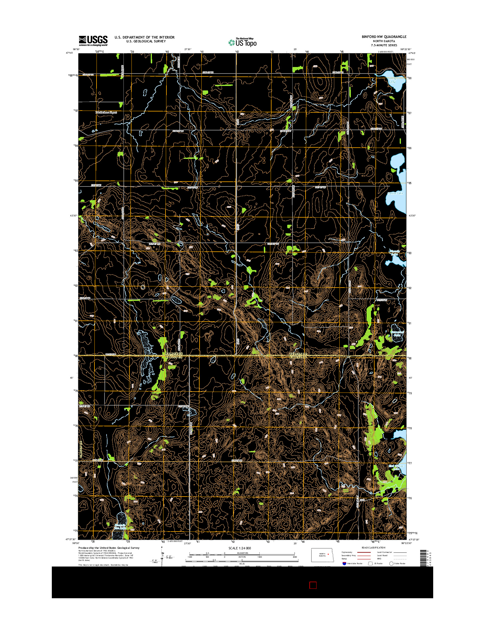 USGS US TOPO 7.5-MINUTE MAP FOR BINFORD NW, ND 2014