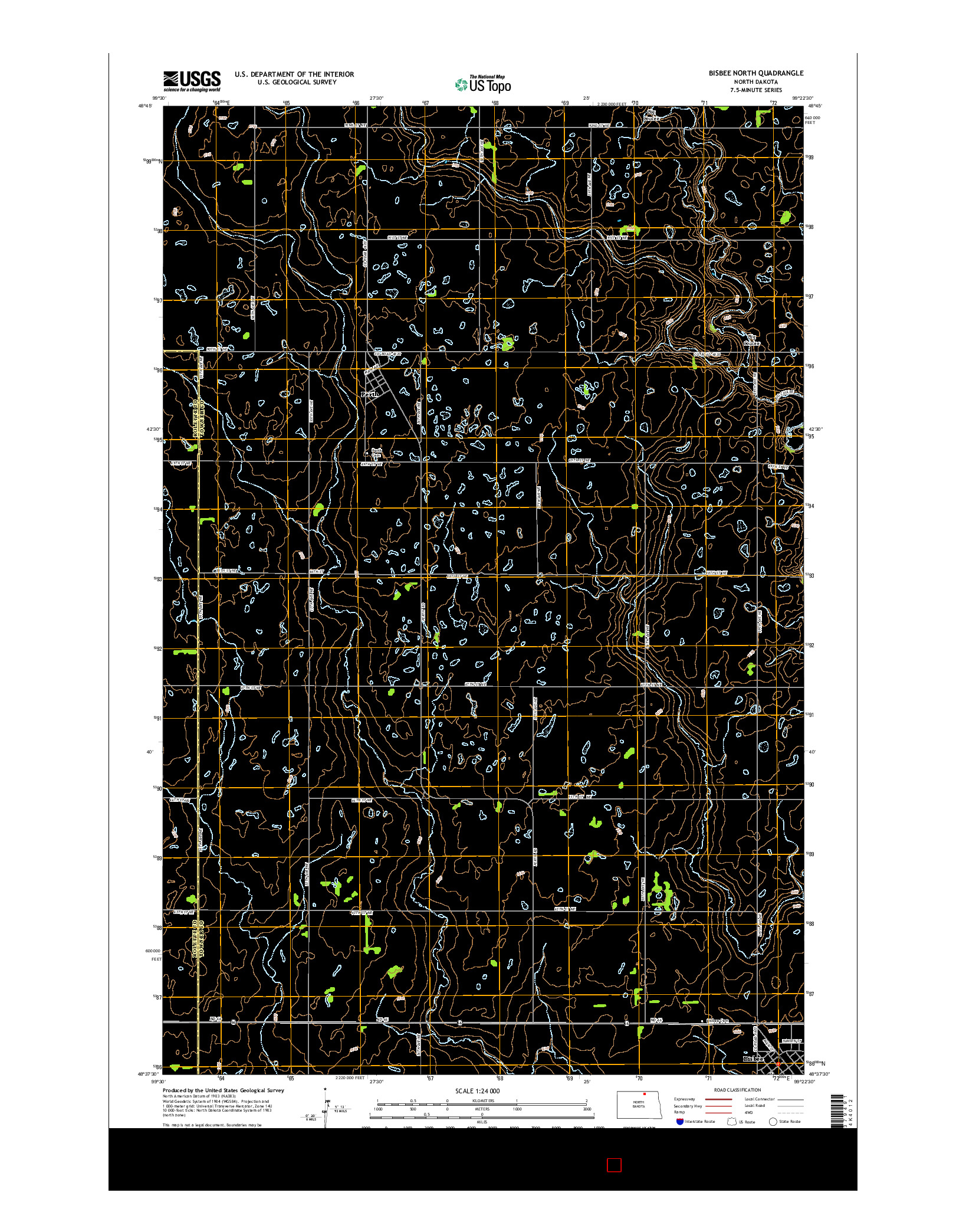 USGS US TOPO 7.5-MINUTE MAP FOR BISBEE NORTH, ND 2014