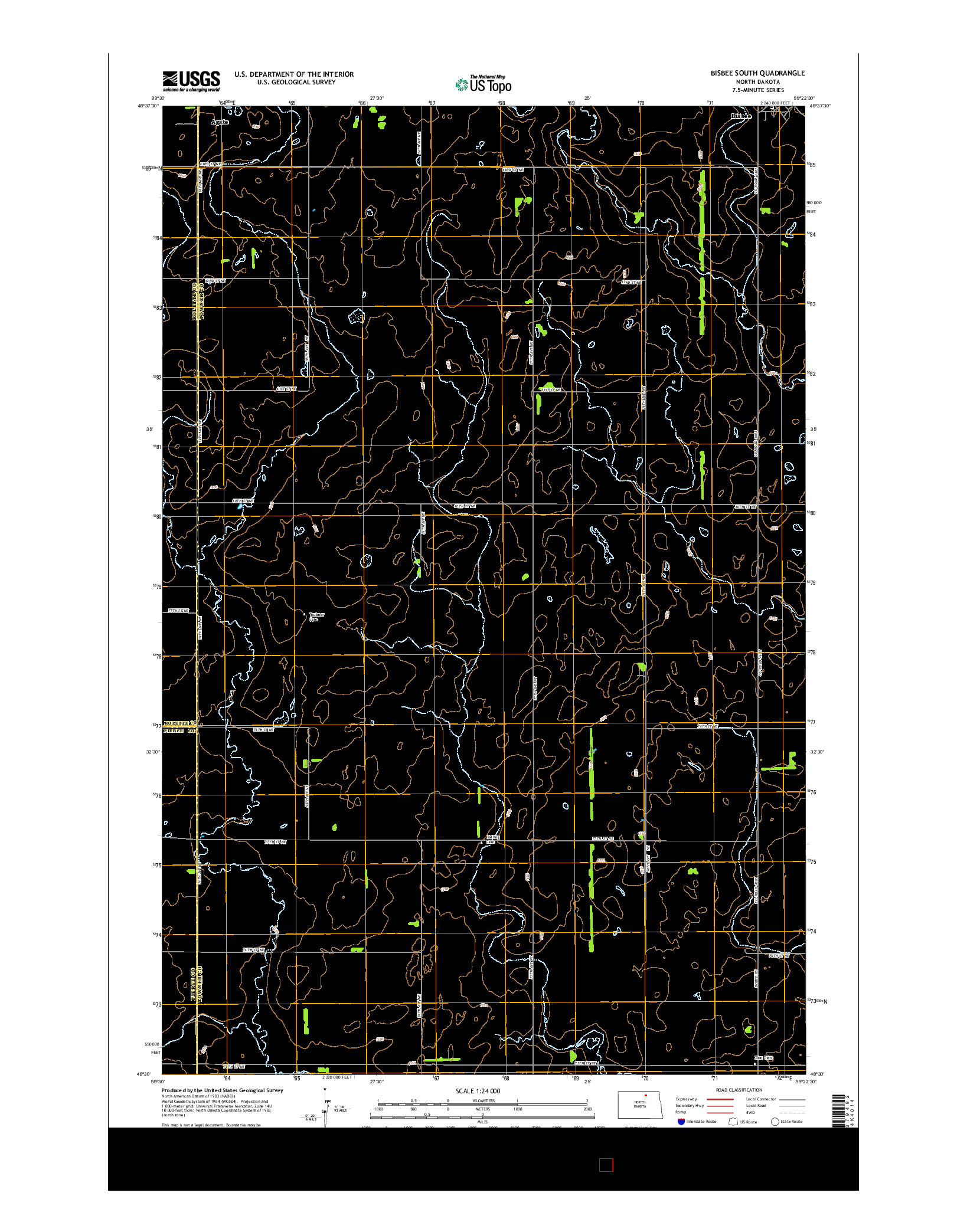 USGS US TOPO 7.5-MINUTE MAP FOR BISBEE SOUTH, ND 2014